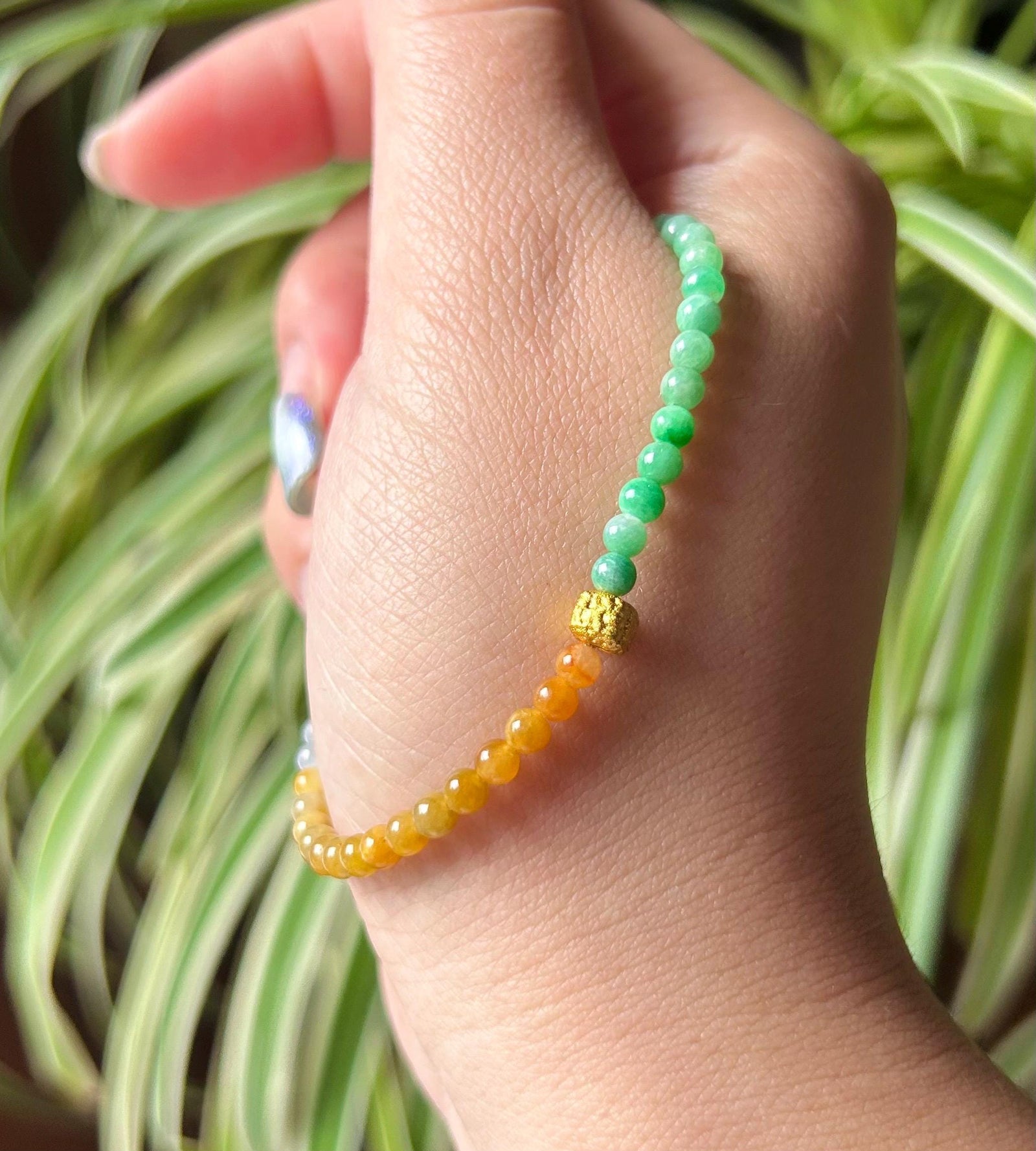 Natural Jadeite Beaded Minimalist Bracelet Jewelry Burmese Type A Untreated Icy Translucent Multicolor Jade 3.5mm