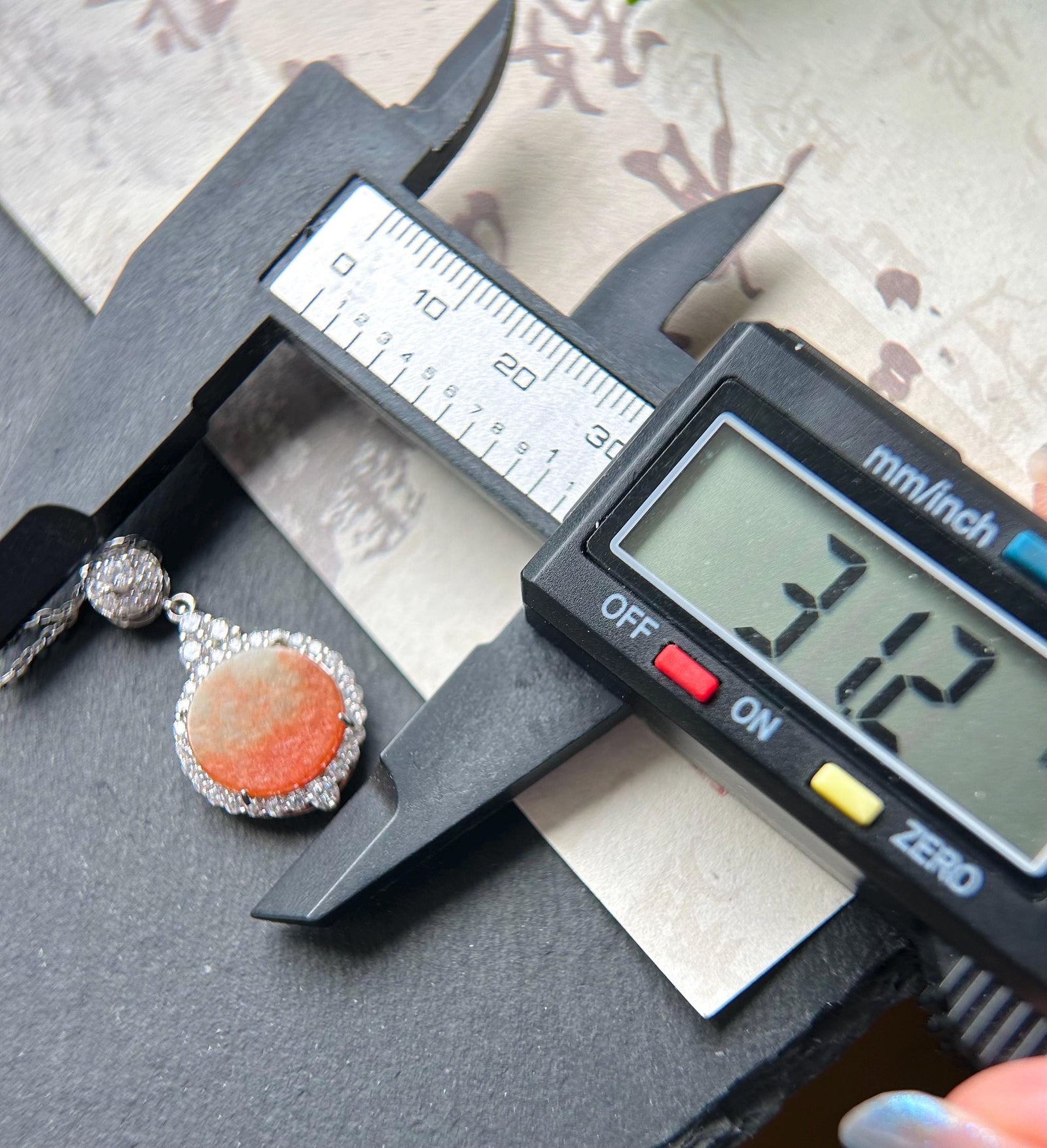 Natural Jadeite & Sterling Silver Pendant Burmese Type A RARE Icy Translucent Pumpkin Color Peace Plaque Orange Jade Halloween Gift