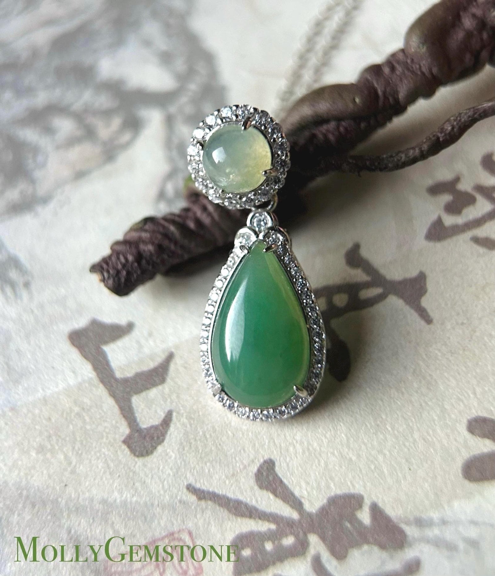 Natural Jadeite Sterling Silver Pendant Jewelry Burmese Type A Highly Translucent Icy Green & Yellow Jade