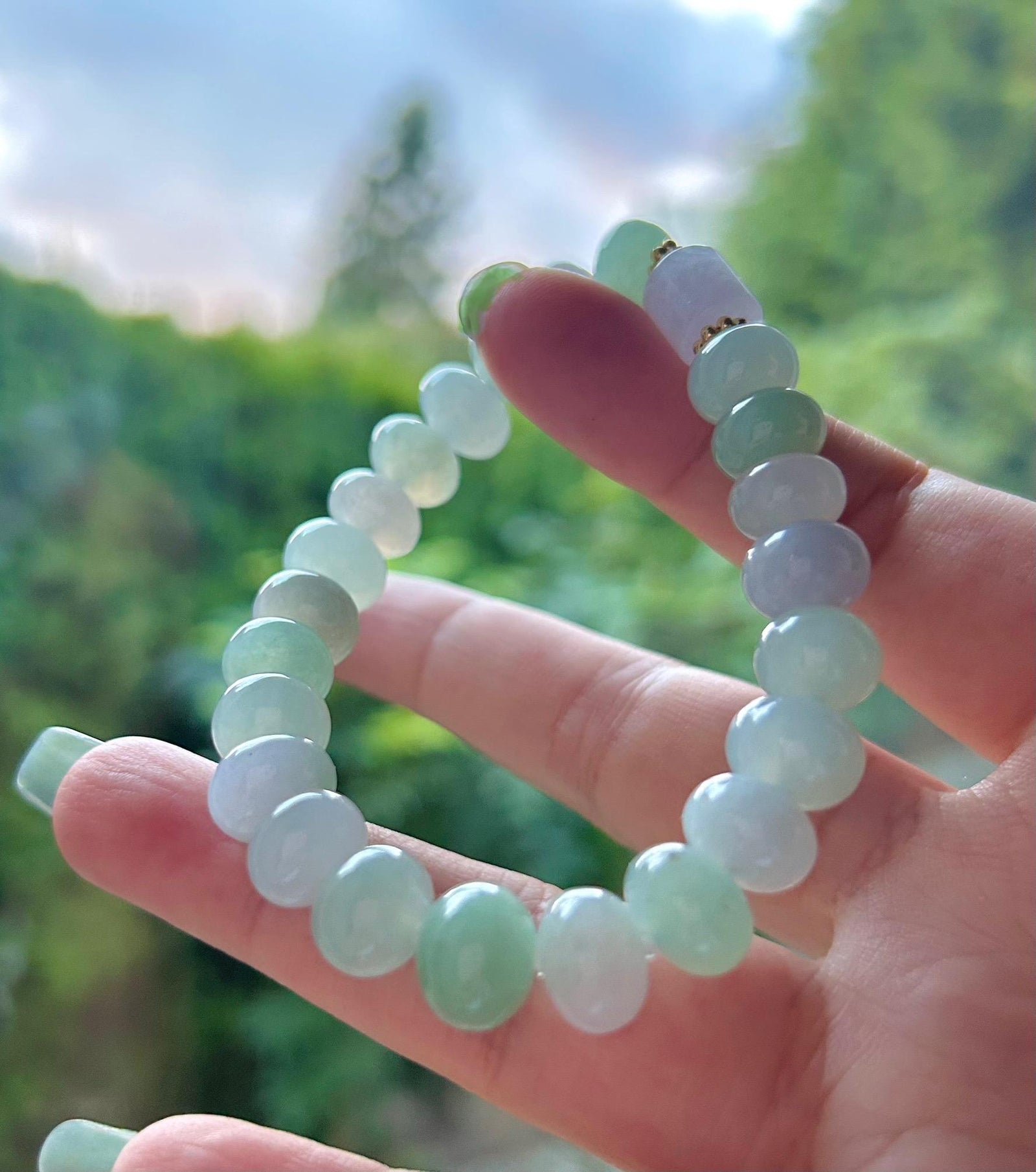 Natural Jadeite Beaded Bracelet High-end Jewelry Burmese Type A Highly Translucent Multicolor Jade 10.5mm