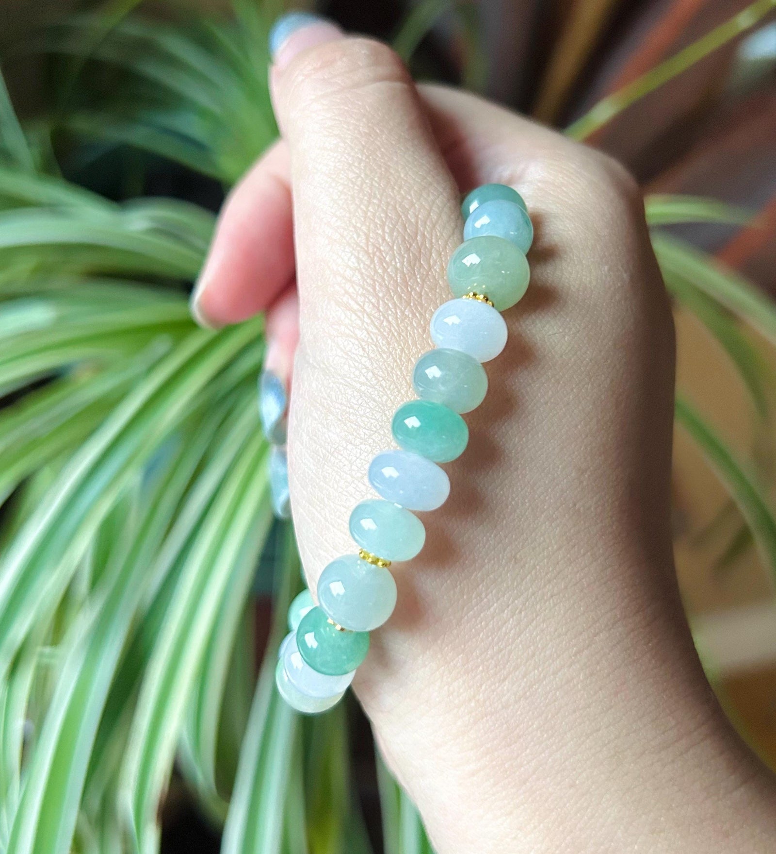 Natural Jadeite Beaded Bracelet High-end Jewelry Burmese Type A Highly Translucent Multicolor Jade 9mm