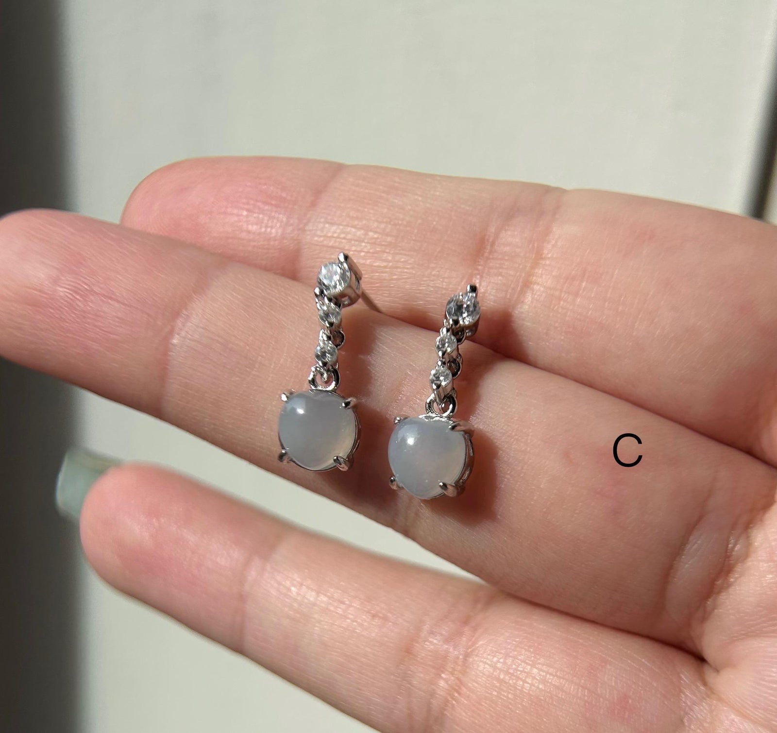 Natural Jadeite & Sterling Silver Dainty Earrings Burmese Type A Highly Translucent Icy Multicolor Myanmar Jade