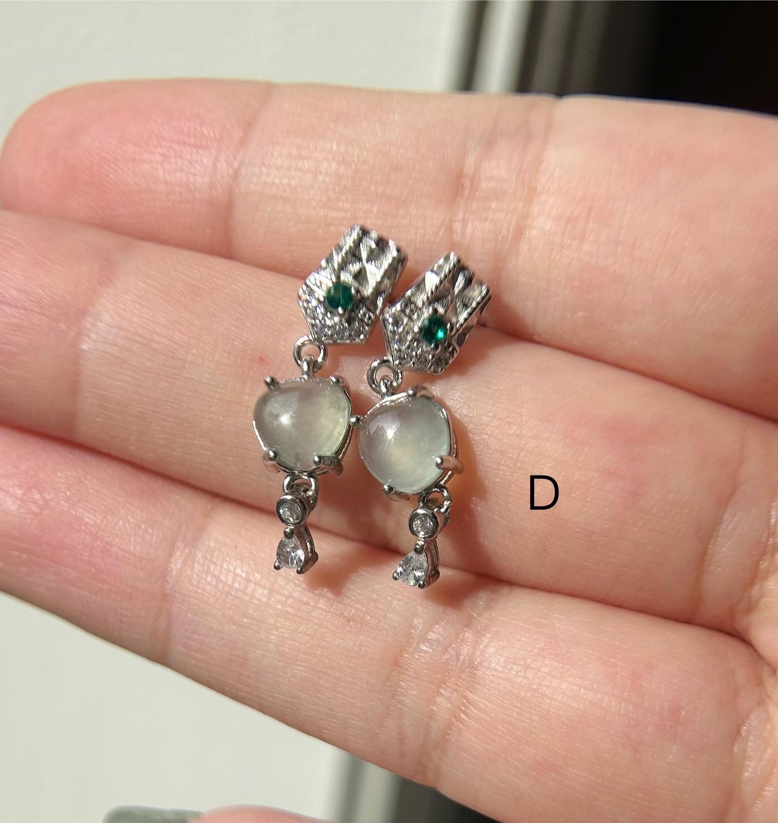 Natural Jadeite & Sterling Silver Dainty Earrings Burmese Type A Highly Translucent Icy Multicolor Myanmar Jade
