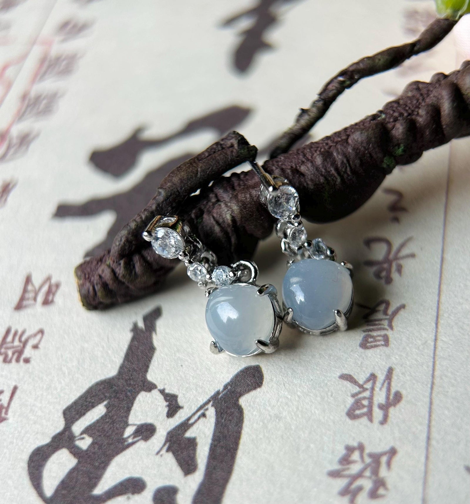 Natural Jadeite & Sterling Silver Dainty Earrings Burmese Type A Highly Translucent Icy Multicolor Myanmar Jade