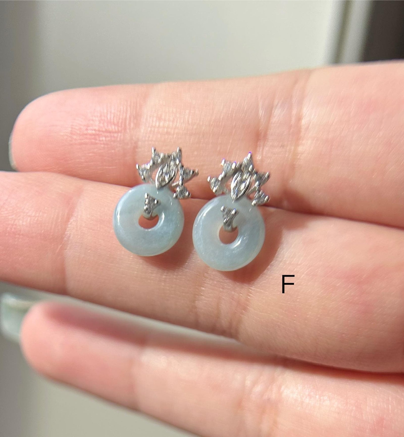 Natural Jadeite & Sterling Silver Dainty Earrings Burmese Type A Highly Translucent Icy Multicolor Myanmar Jade