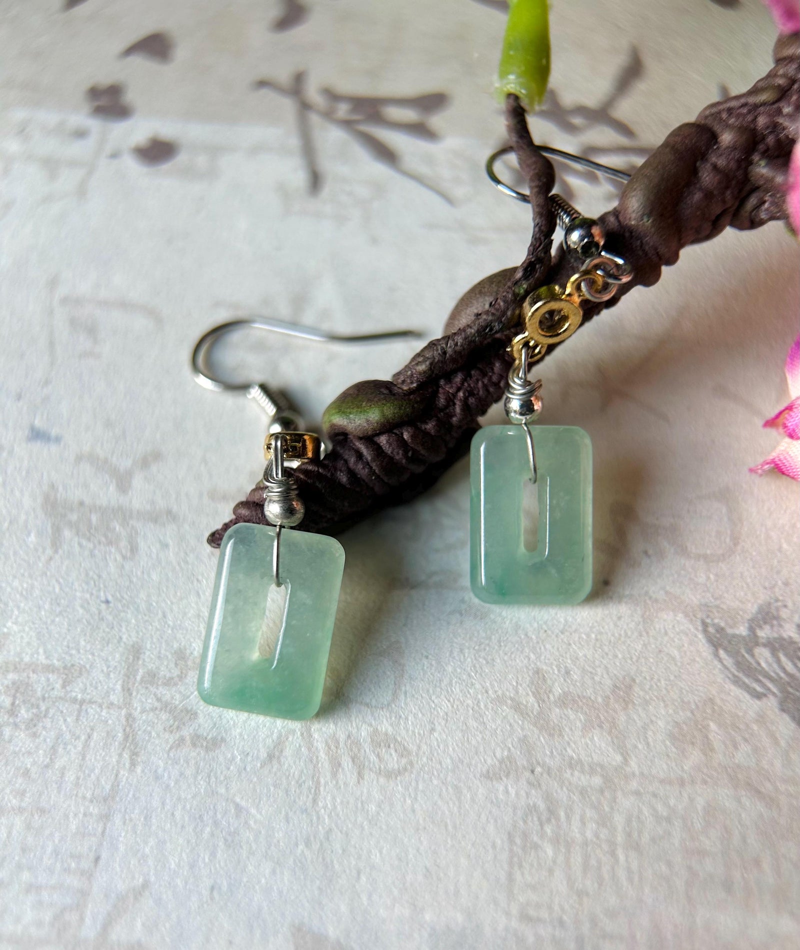 Natural Jadeite Earrings Burmese Type A Icy Highly Translucent MuNa Sweet Green Jade & 925 Sterling Silver