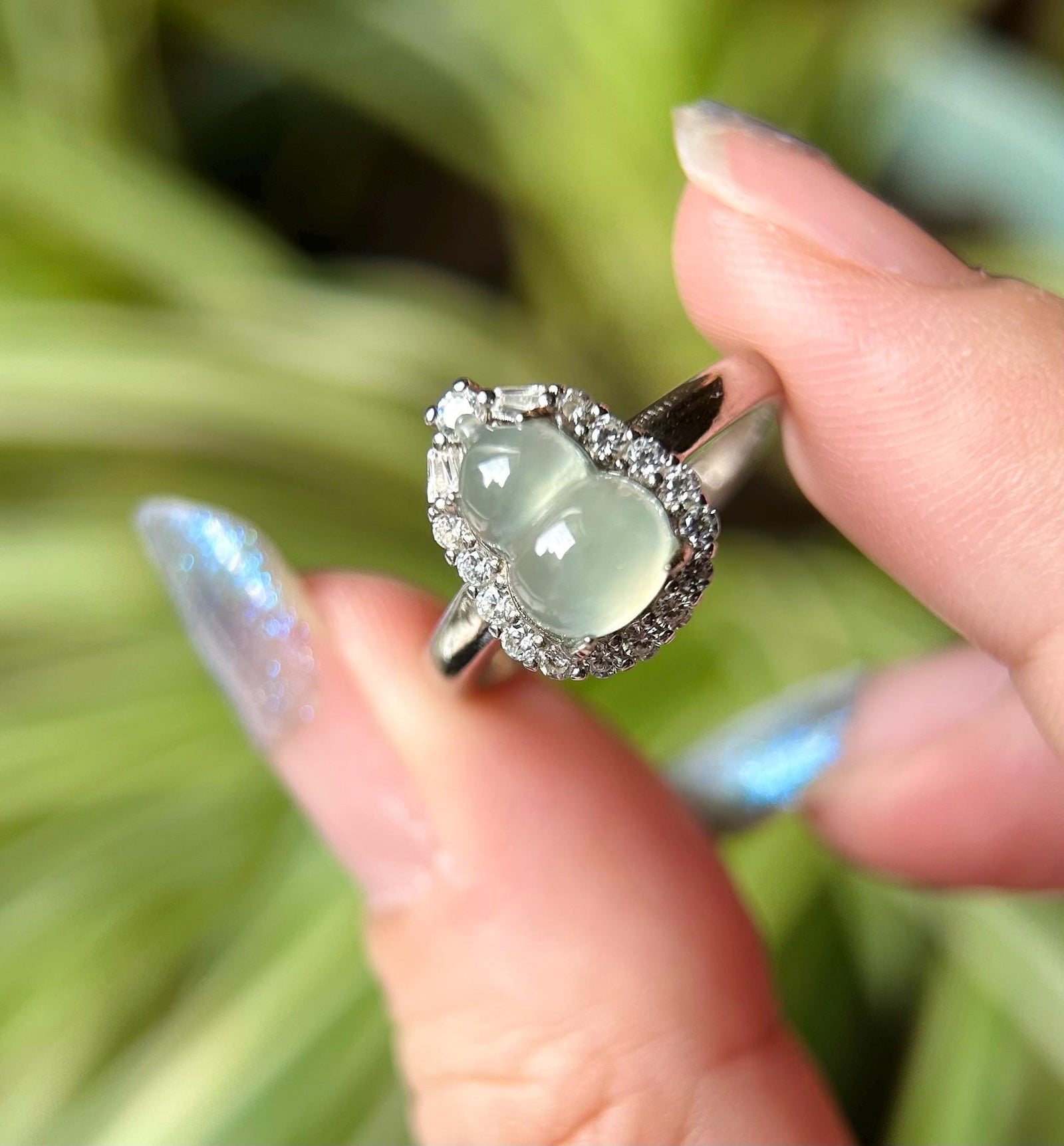 Natural Jadeite & 925 Sterling Silver Adjustable Ring Jewelry Gift Type-A Translucent Icy Burmese Sunny Green Lavender Purple Jade