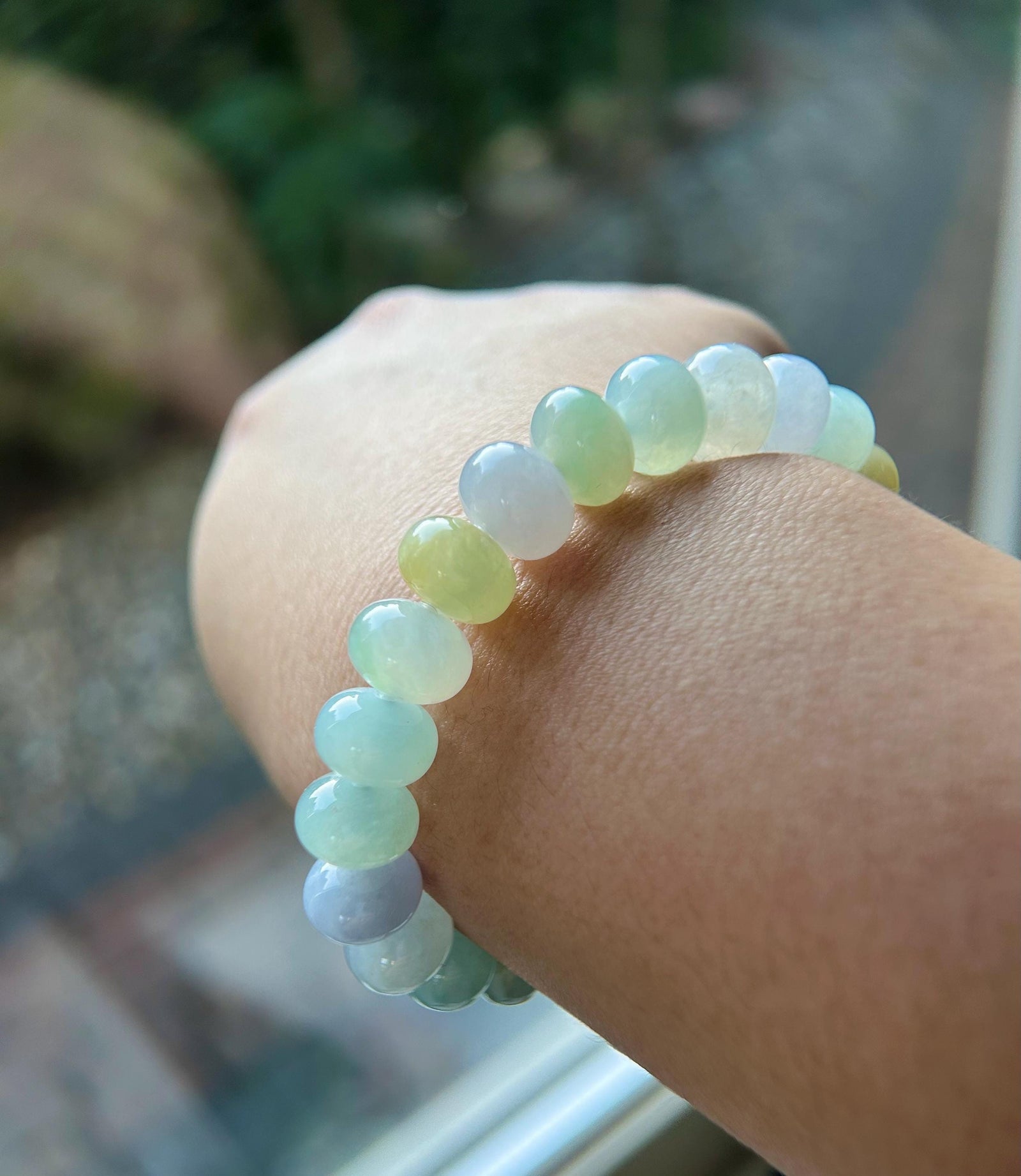 Natural Jadeite Beaded Bracelet High-end Jewelry Burmese Type A Highly Translucent Multicolor Jade 11mm
