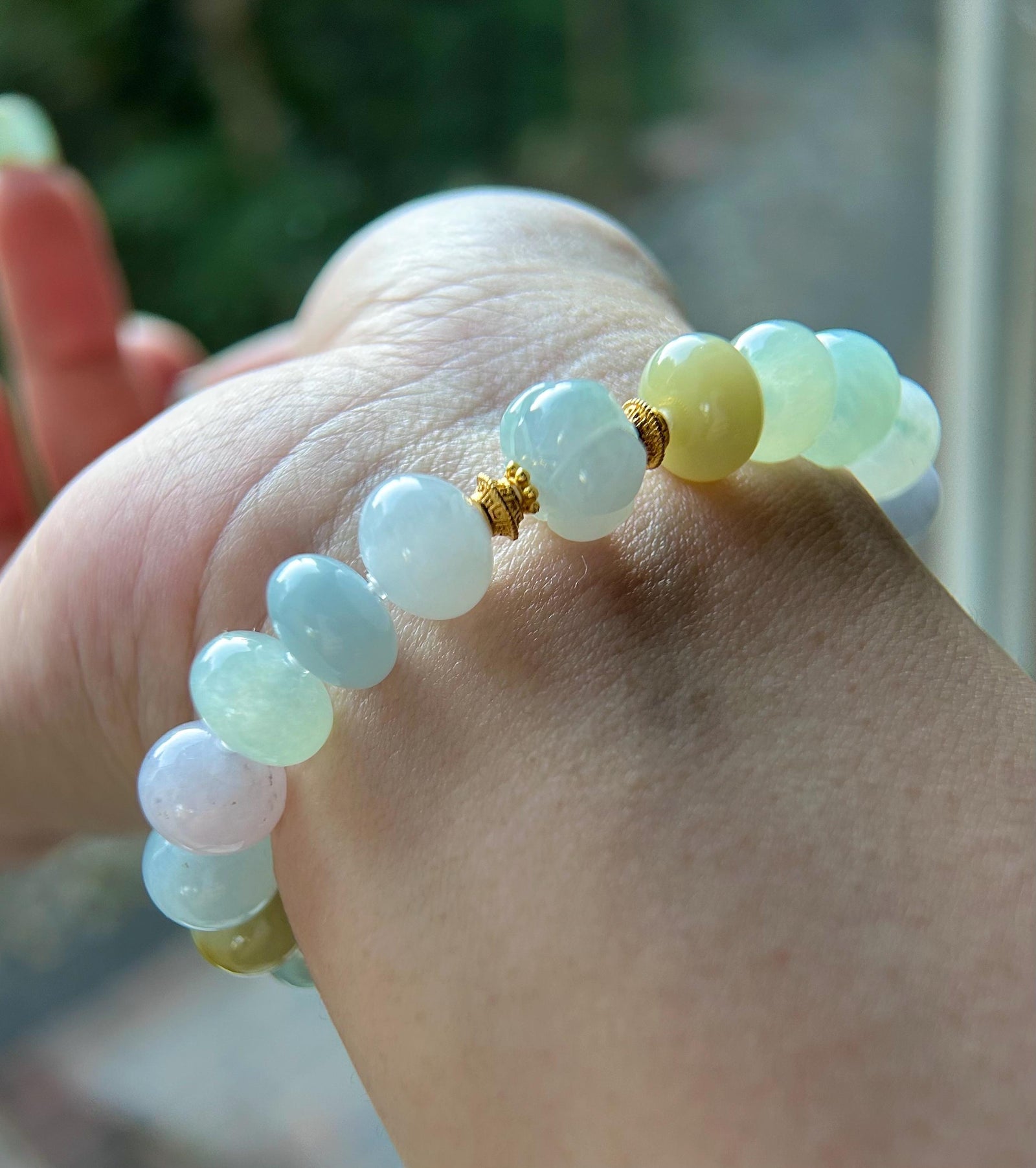 Natural Jadeite Beaded Bracelet High-end Jewelry Burmese Type A Highly Translucent Multicolor Jade 11mm