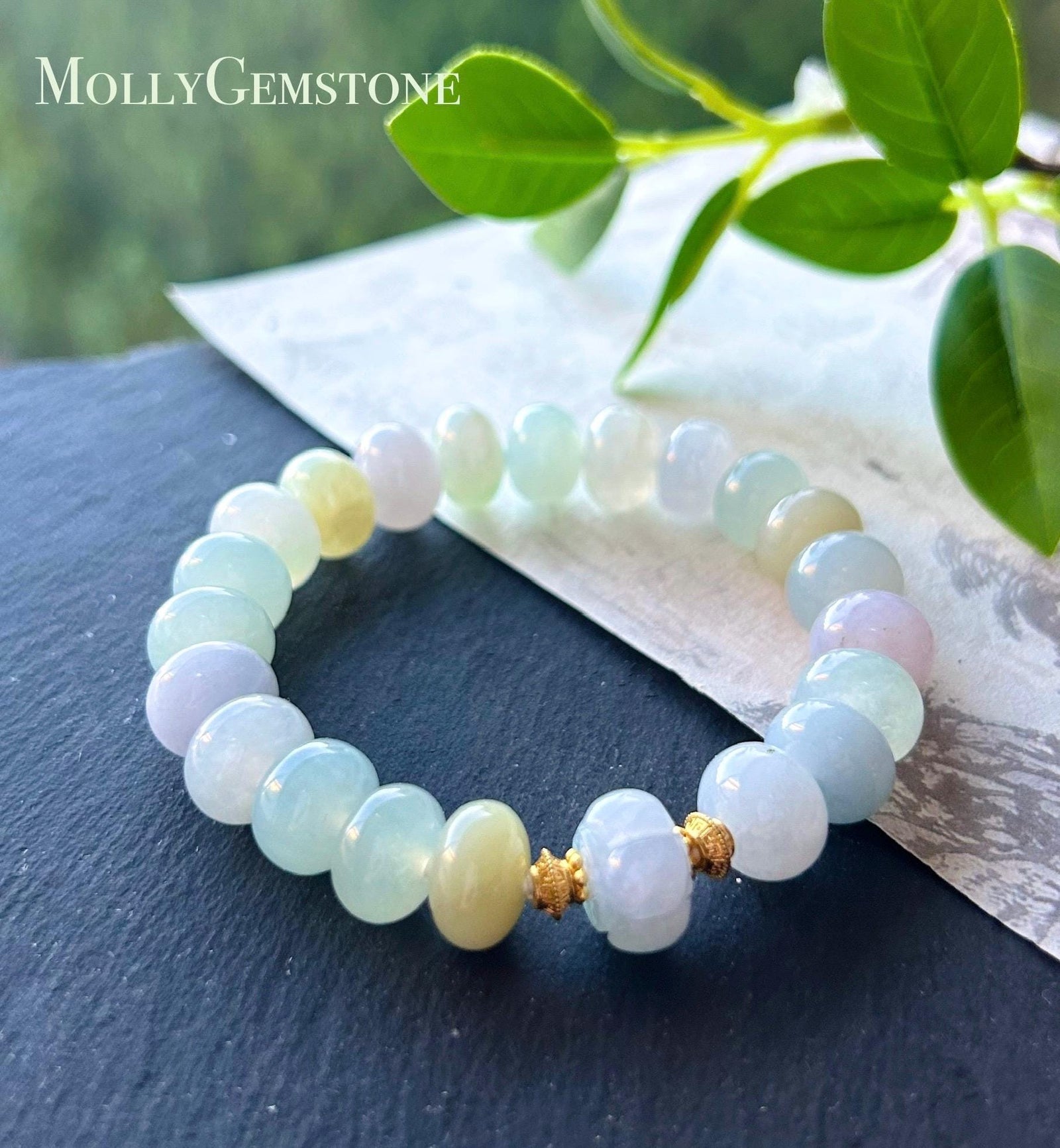 Natural Jadeite Beaded Bracelet High-end Jewelry Burmese Type A Highly Translucent Multicolor Jade 11mm