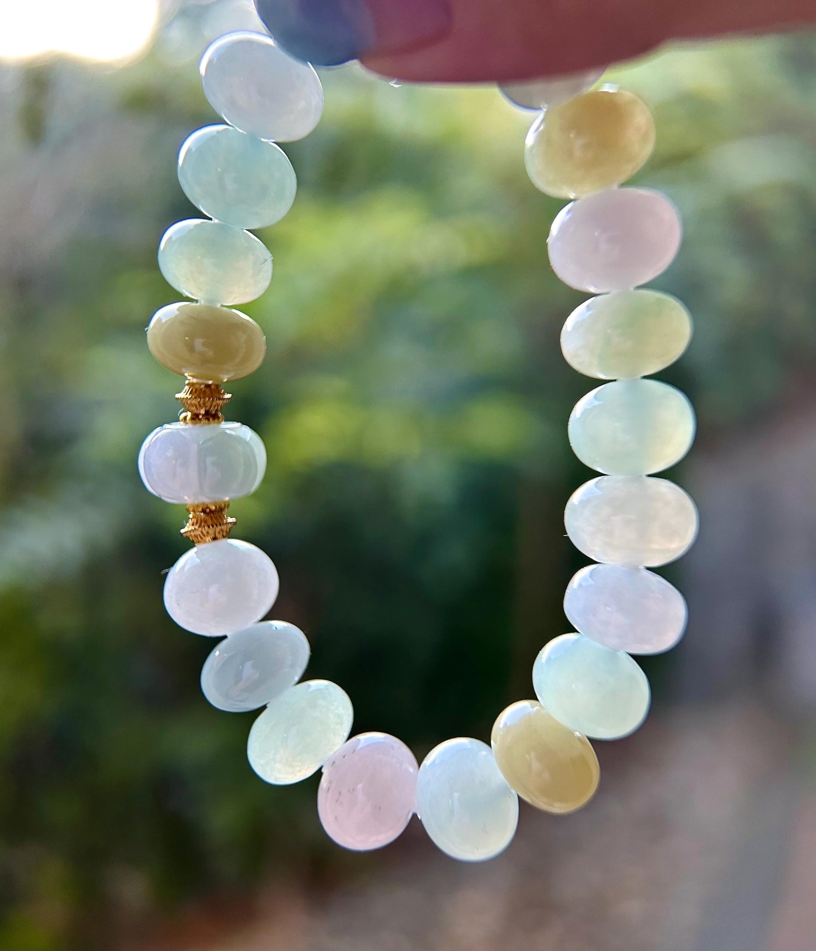 Natural Jadeite Beaded Bracelet High-end Jewelry Burmese Type A Highly Translucent Multicolor Jade 11mm