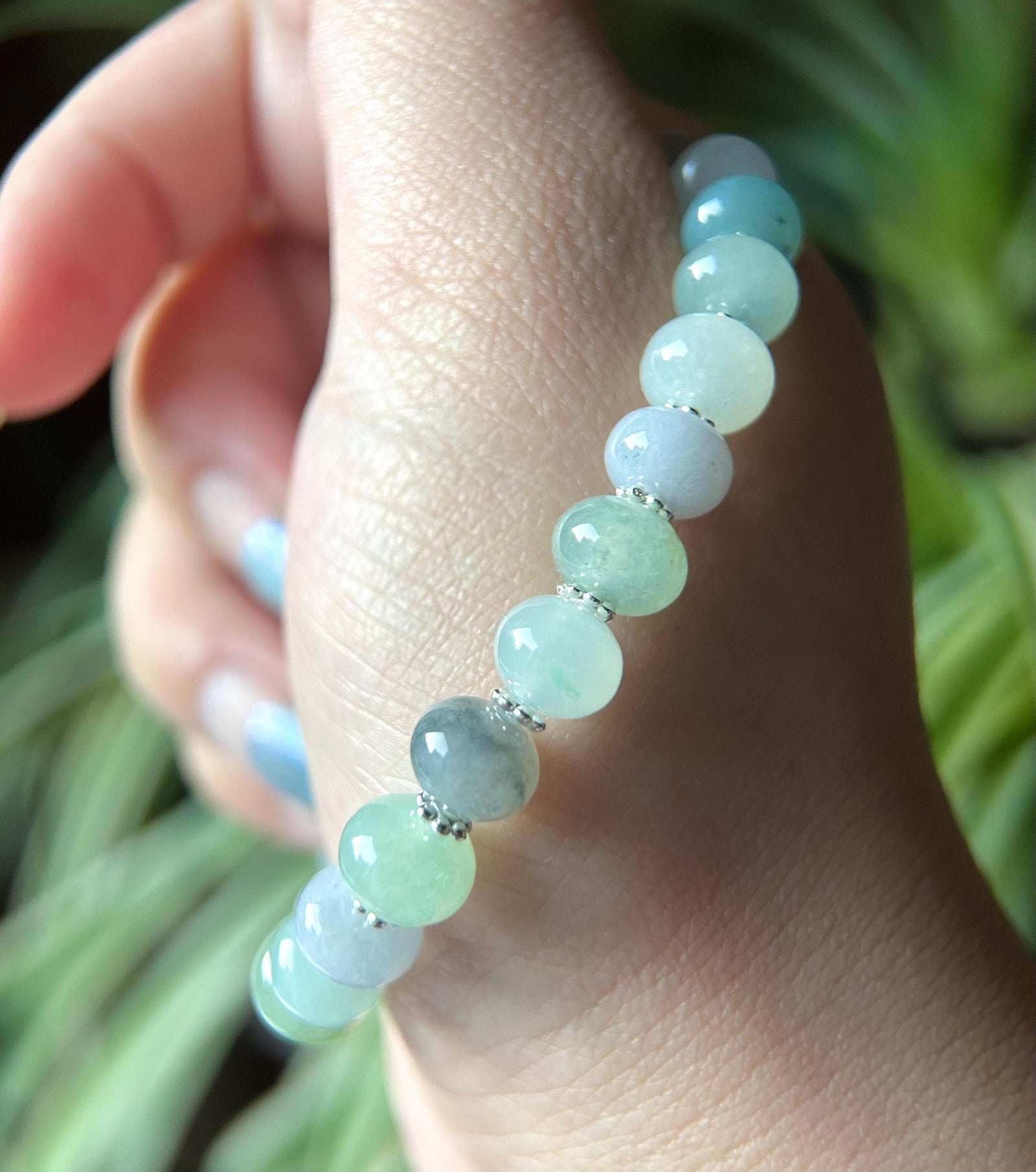 Natural Jadeite Beaded Bracelet Handmade Jewelry Burmese Type A Highly Translucent Icy Multicolor Jade 9mm