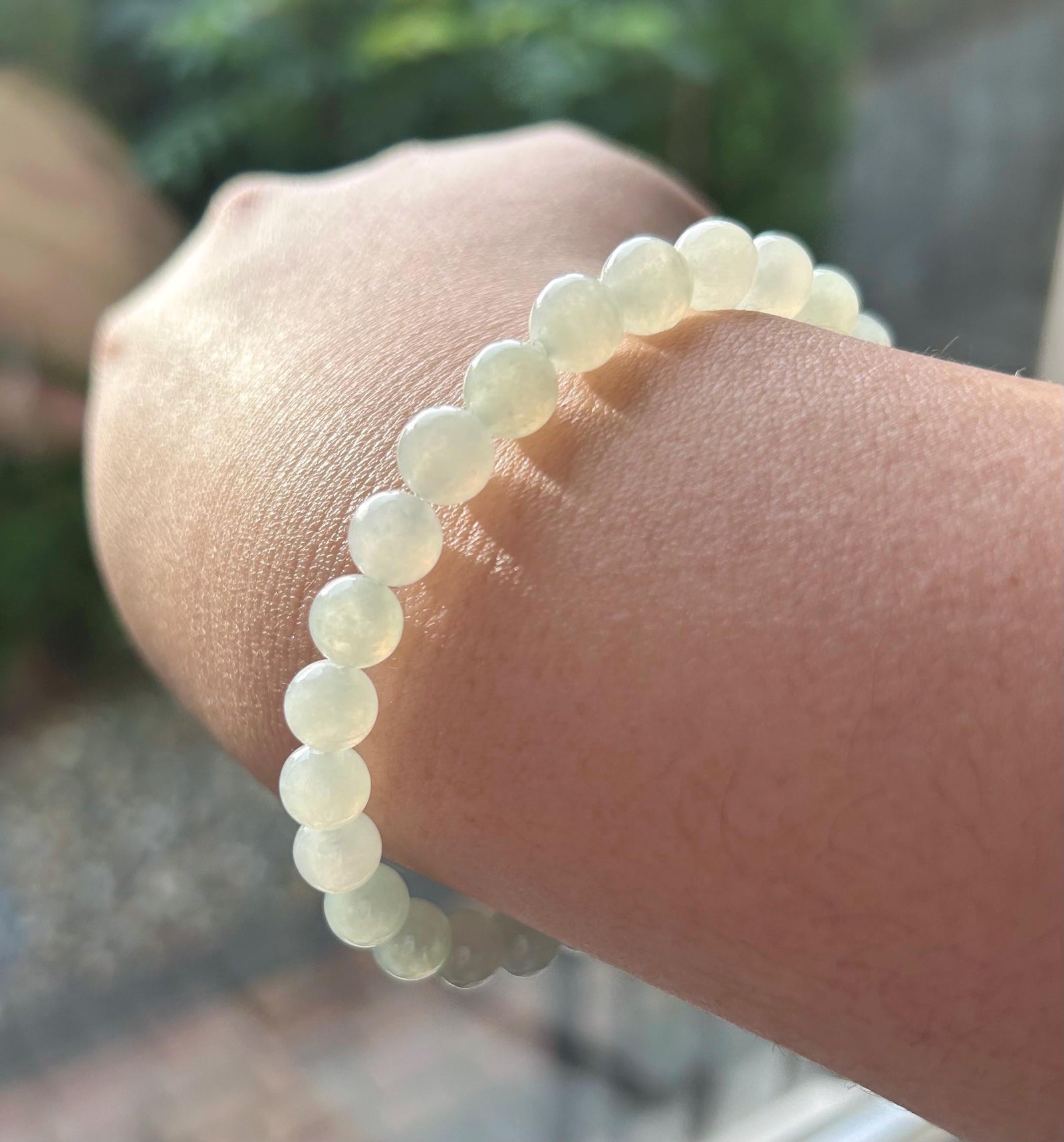Natural Jadeite Beaded Bracelet Untreated Burmese Type A Icy Highly Translucent Icy Light Green 7mm Jade