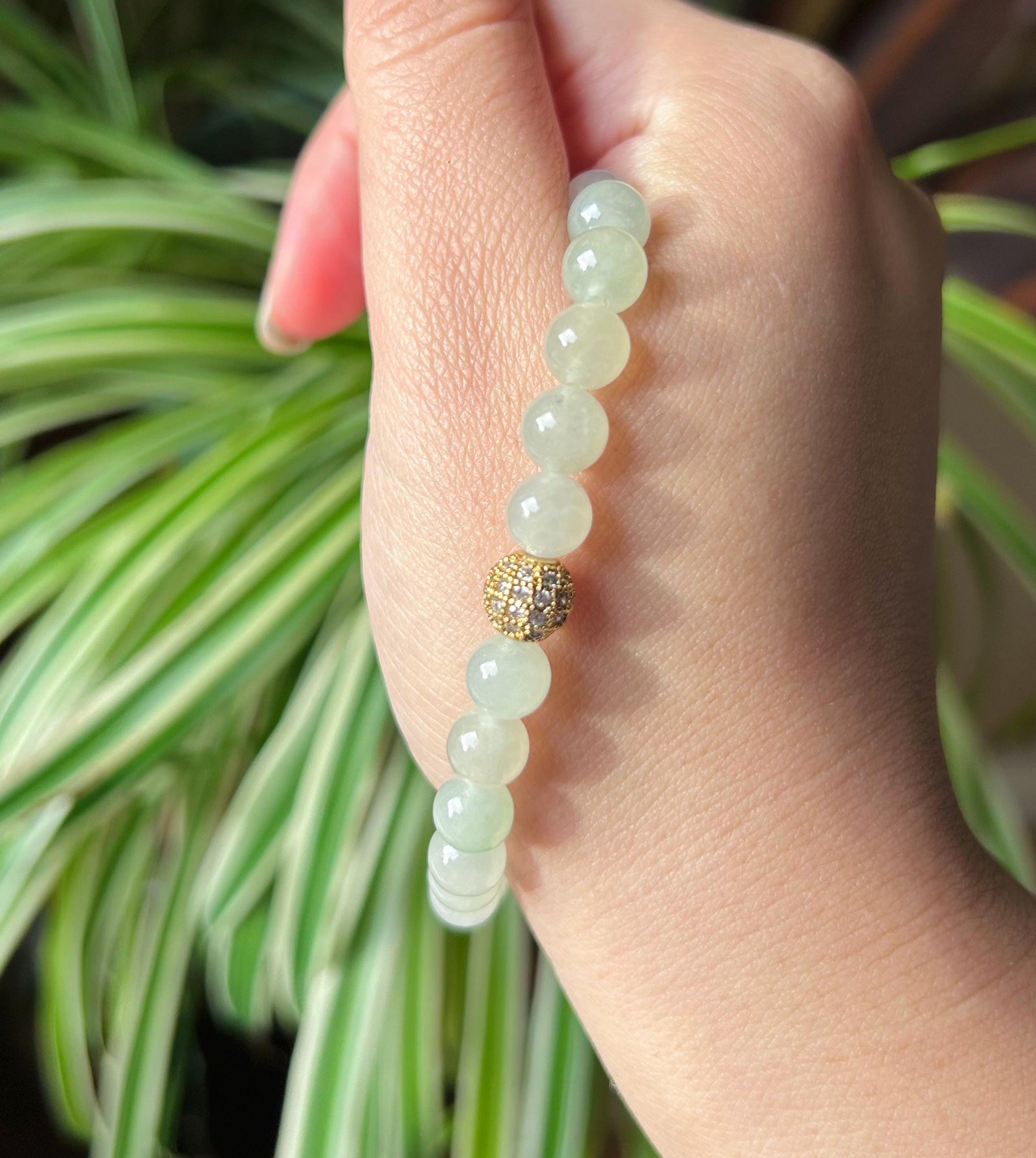 Natural Jadeite Beaded Bracelet Untreated Burmese Type A Icy Highly Translucent Icy Light Green 7mm Jade