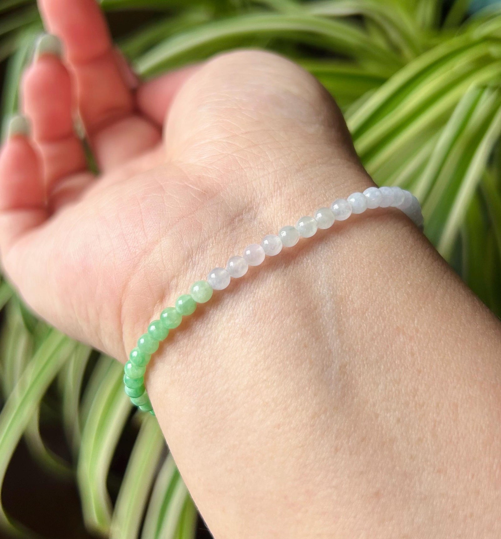 Natural Jadeite Beaded Minimalist Bracelet Jewelry Burmese Type A Untreated Icy Translucent Multicolor Jade 3.5mm