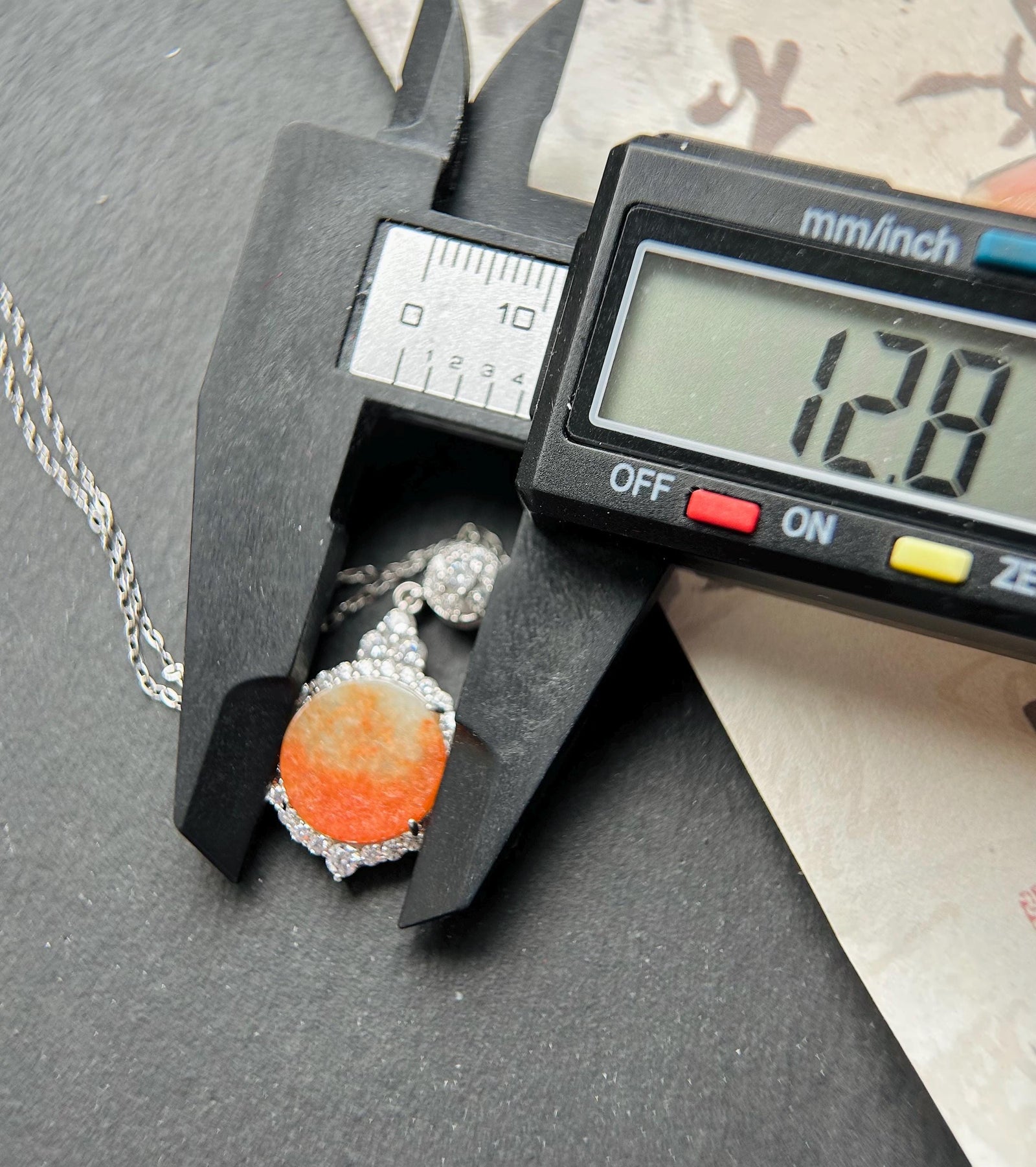 Natural Jadeite & Sterling Silver Pendant Burmese Type A RARE Icy Translucent Pumpkin Color Peace Plaque Orange Jade Halloween Gift