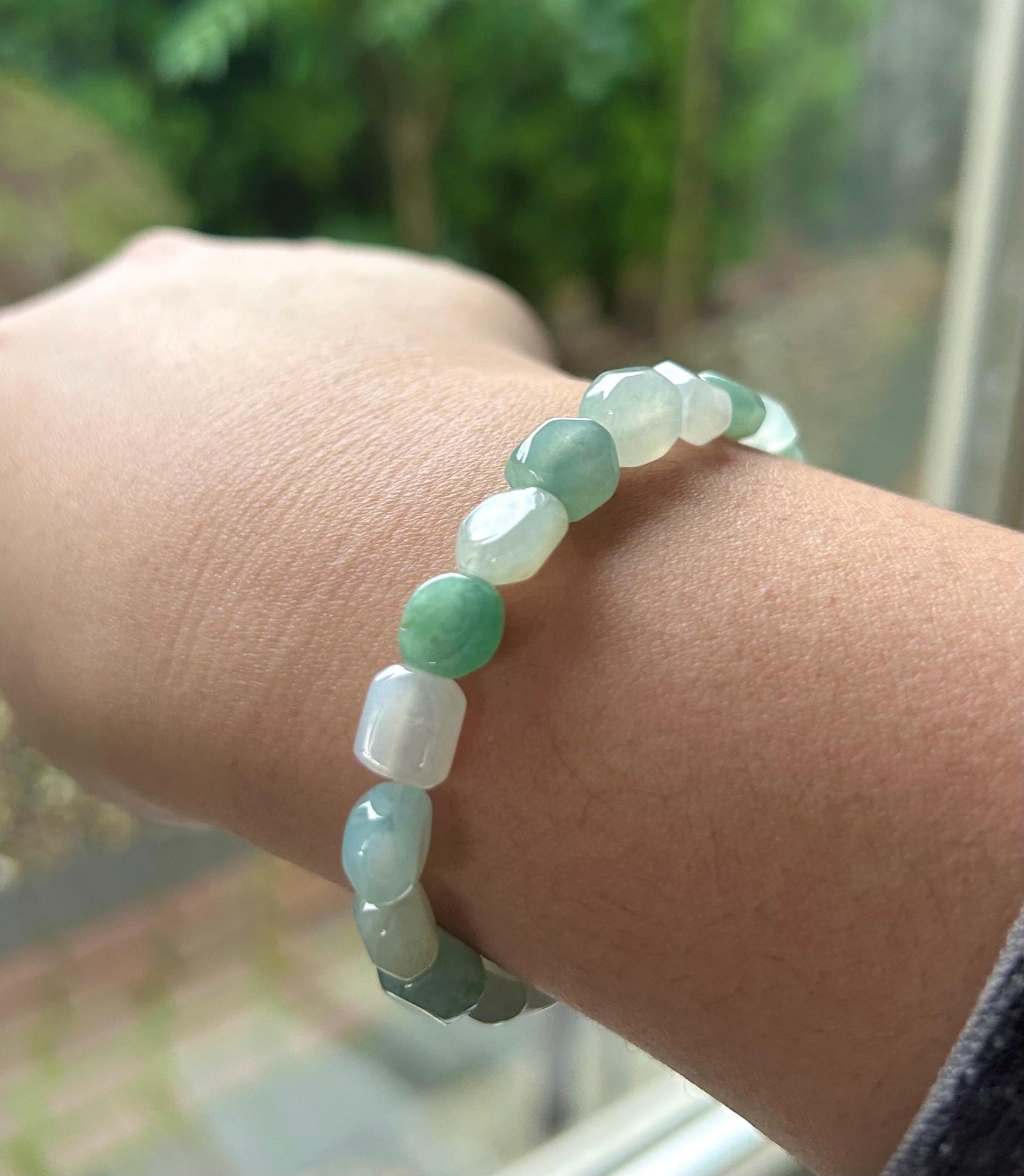 Jadeite Jade Beaded Bracelet Handmade Jewelry Gift for Her Natural Burmese Icy High Translucency Type A Multicolor Rainbow Ice Cube Jade 8mm