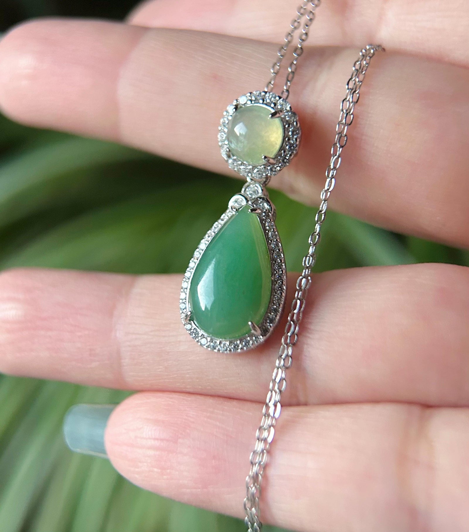 Natural Jadeite Sterling Silver Pendant Jewelry Burmese Type A Highly Translucent Icy Green & Yellow Jade