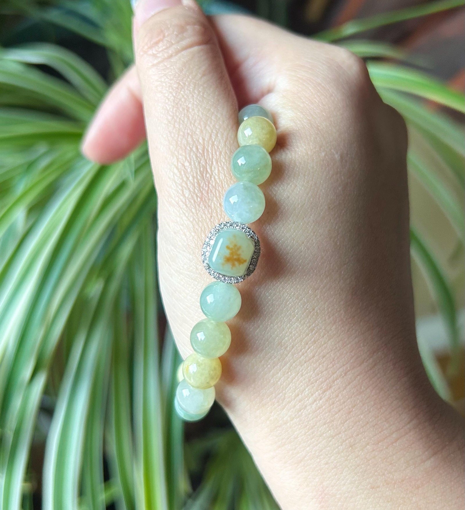 Burmese Jadeite Beaded Bracelet: Natural Type A Icy Translucent Autumn Multicolor 8mm Myanmar Jade Untreated