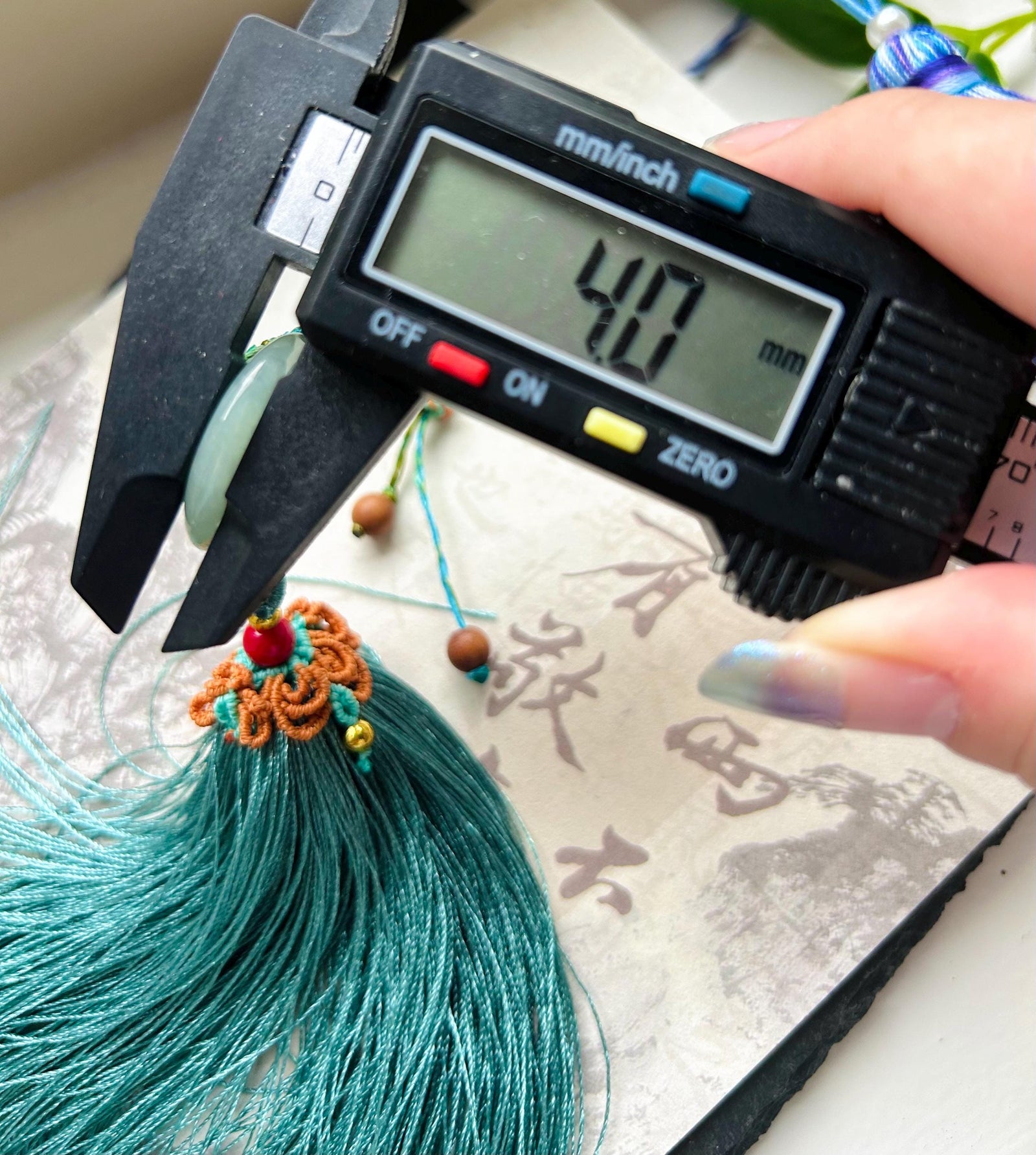Natural Jadeite Handwoven Purse/Car Charm Burmese Type A Icy Green or White Jade Protection Amulet