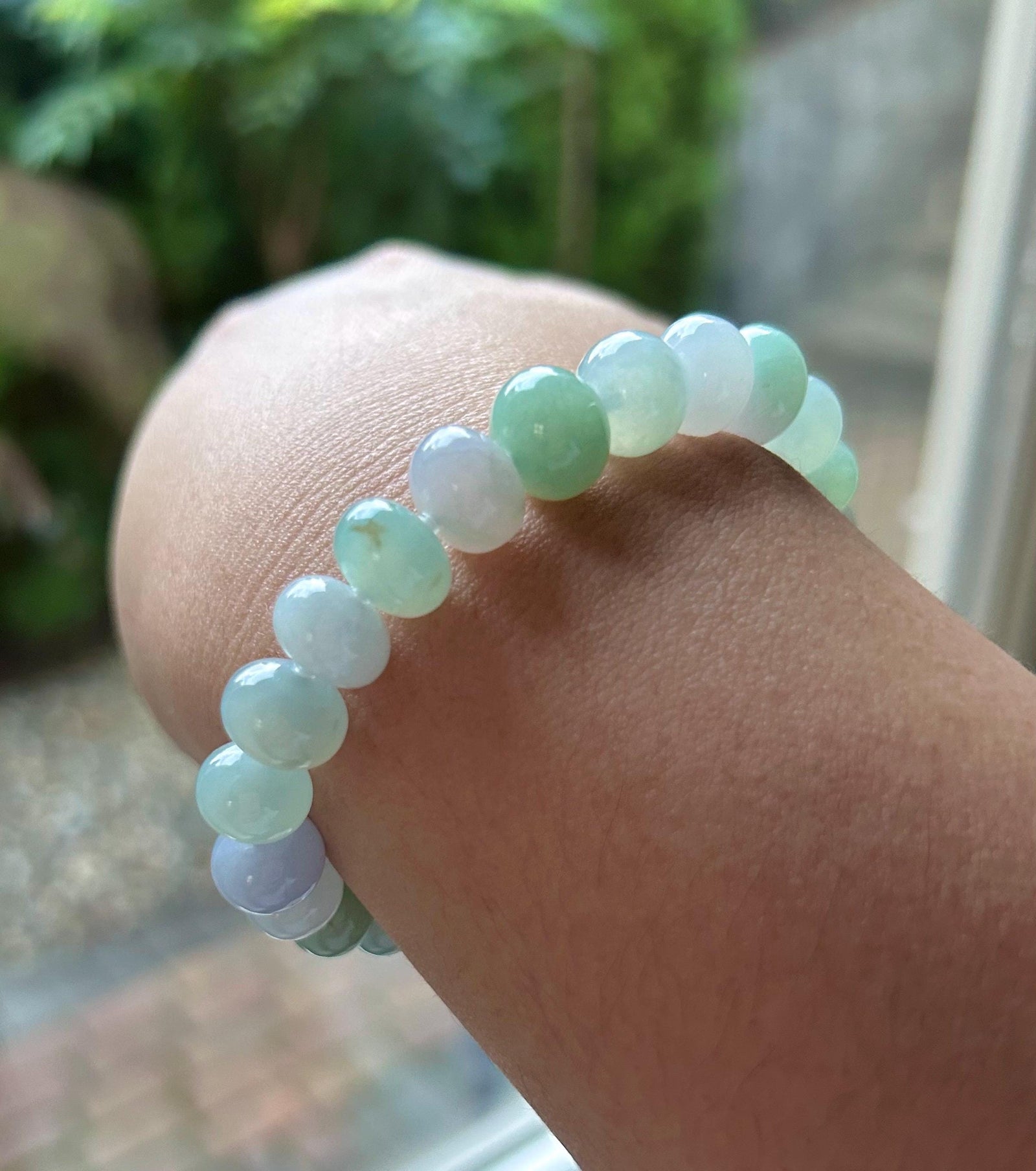 Natural Jadeite Beaded Bracelet High-end Jewelry Burmese Type A Highly Translucent Multicolor Jade 10.5mm