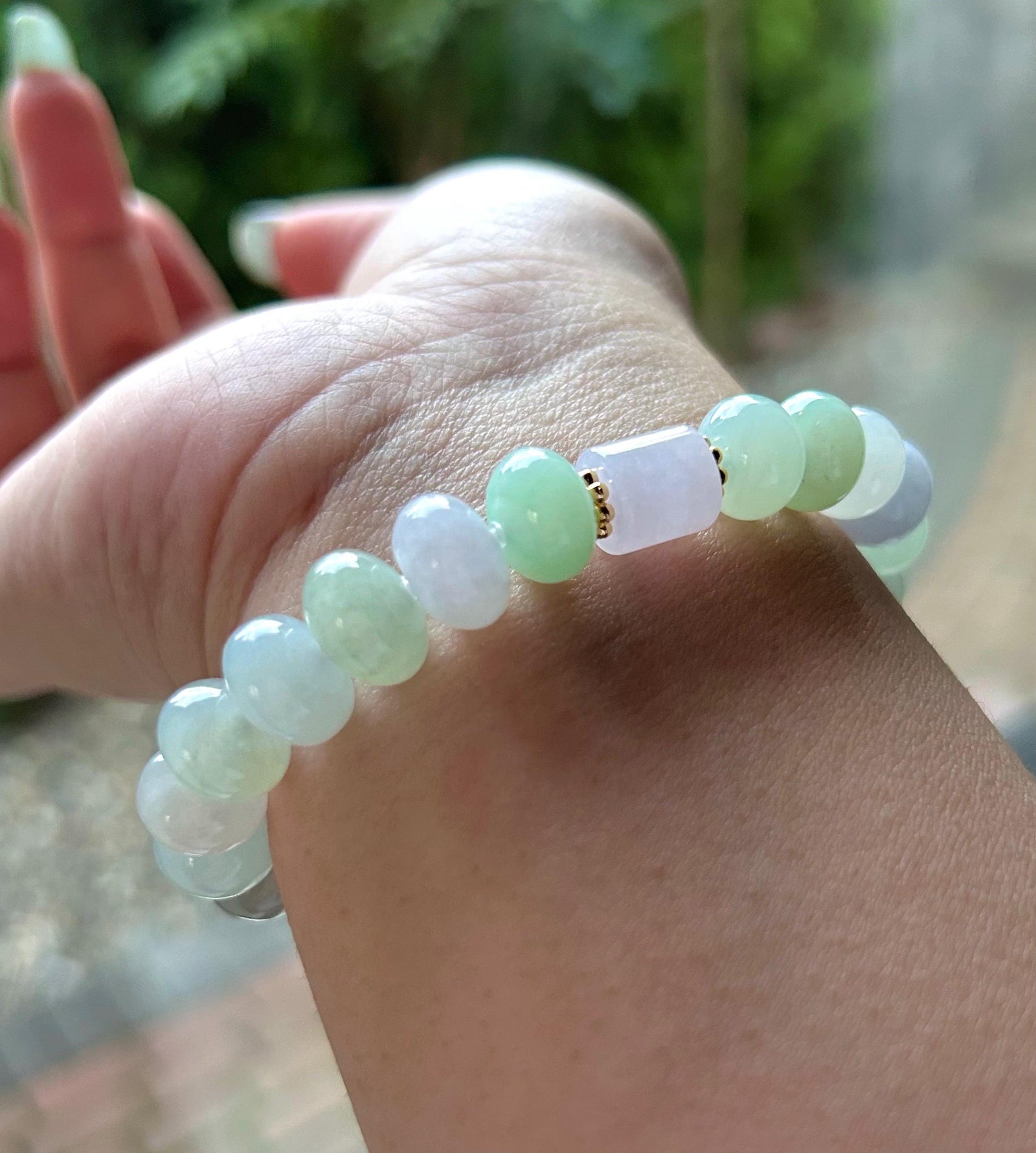 Natural Jadeite Beaded Bracelet High-end Jewelry Burmese Type A Highly Translucent Multicolor Jade 10.5mm