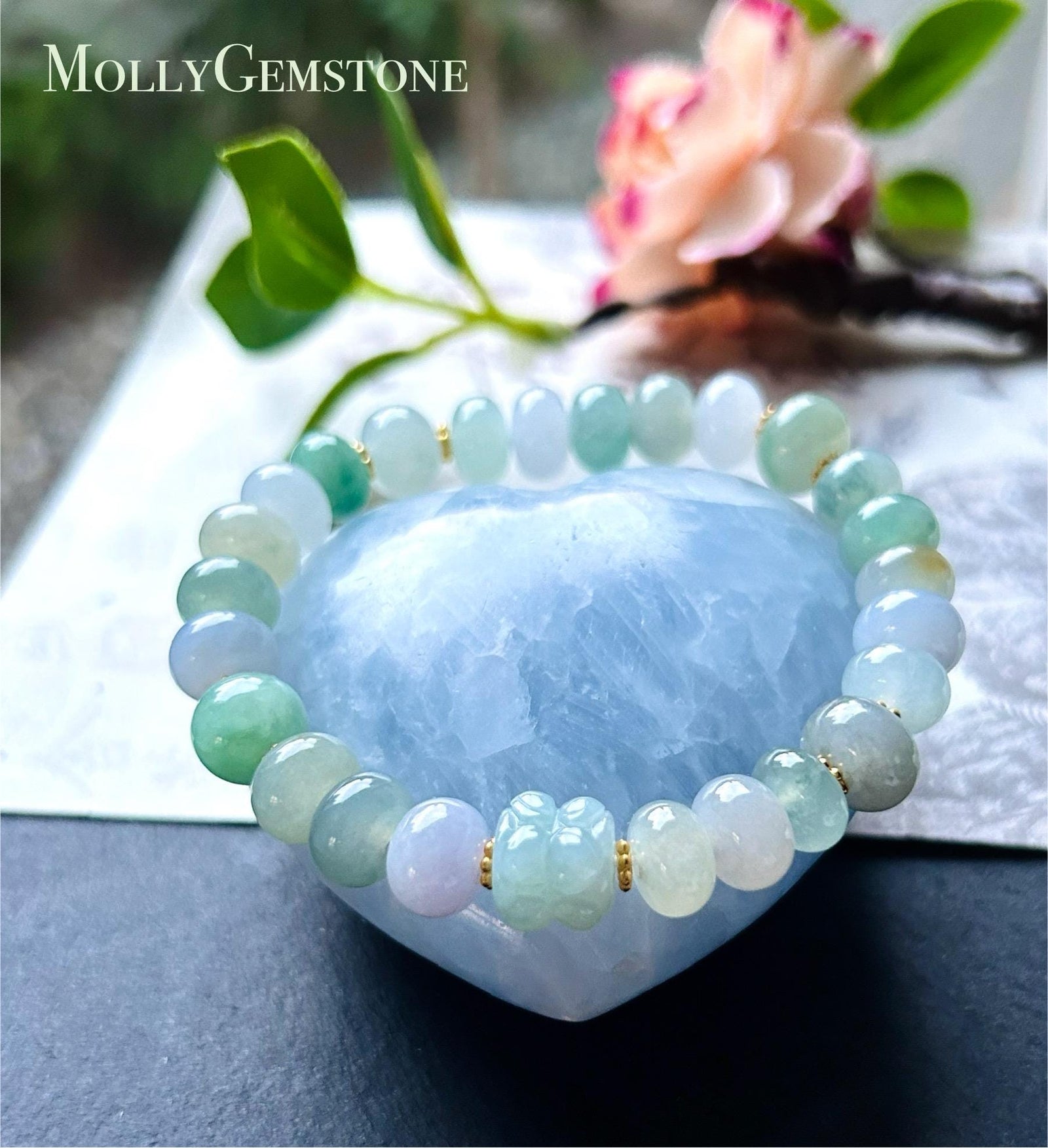 Natural Jadeite Beaded Bracelet High-end Jewelry Burmese Type A Highly Translucent Multicolor Jade 9mm