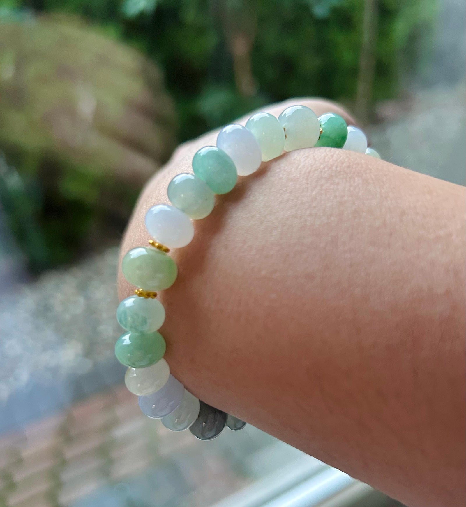 Natural Jadeite Beaded Bracelet High-end Jewelry Burmese Type A Highly Translucent Multicolor Jade 9mm