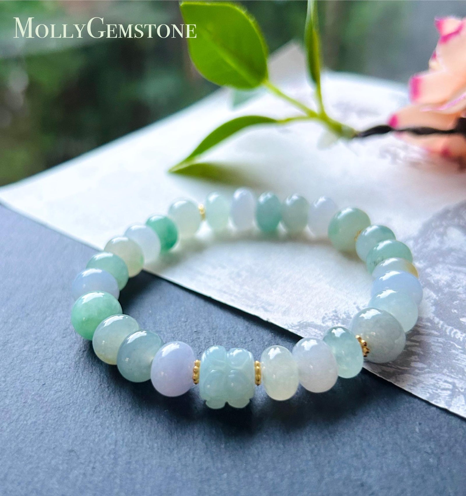 Natural Jadeite Beaded Bracelet High-end Jewelry Burmese Type A Highly Translucent Multicolor Jade 9mm