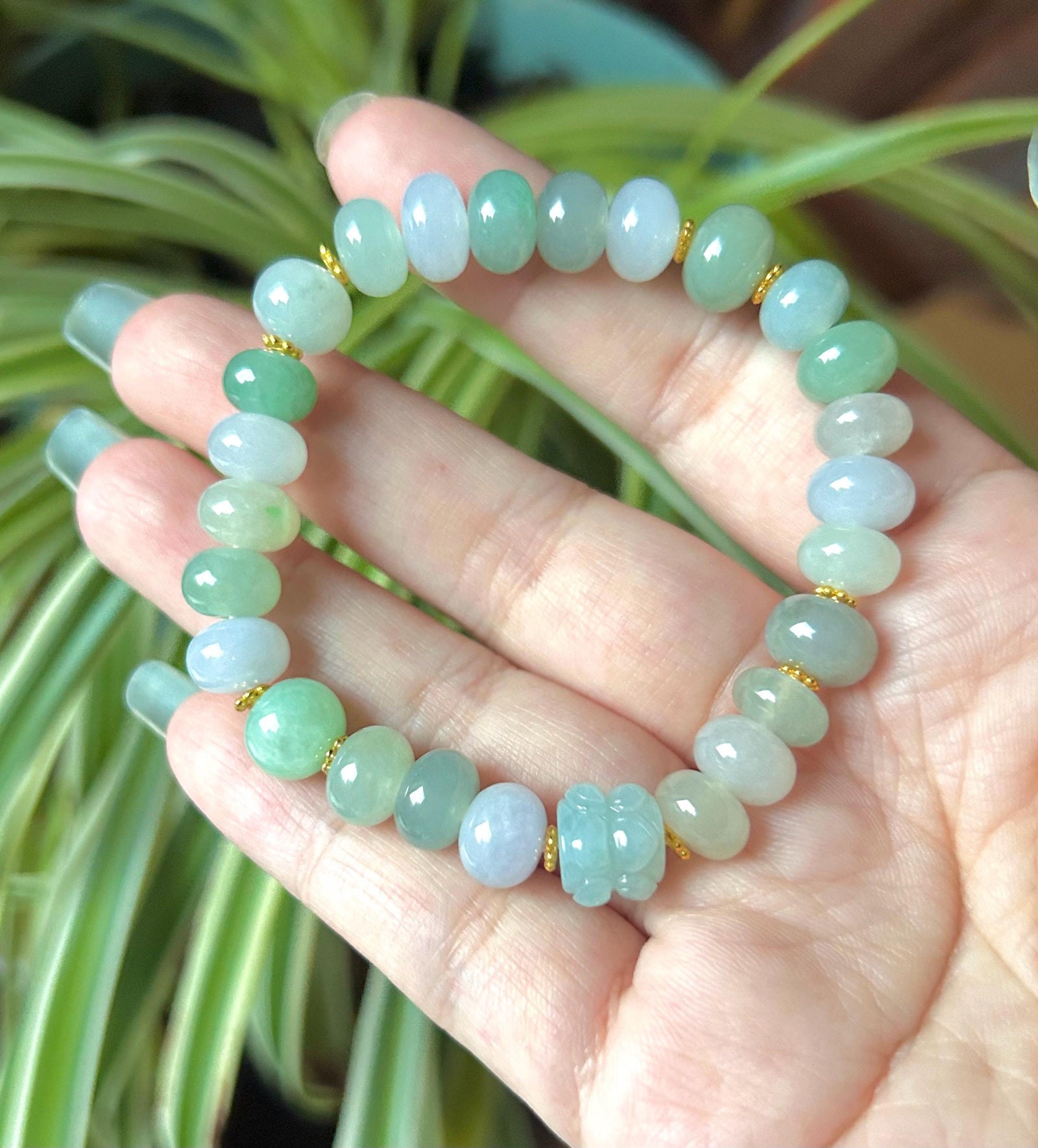 Natural Jadeite Beaded Bracelet High-end Jewelry Burmese Type A Highly Translucent Multicolor Jade 9mm