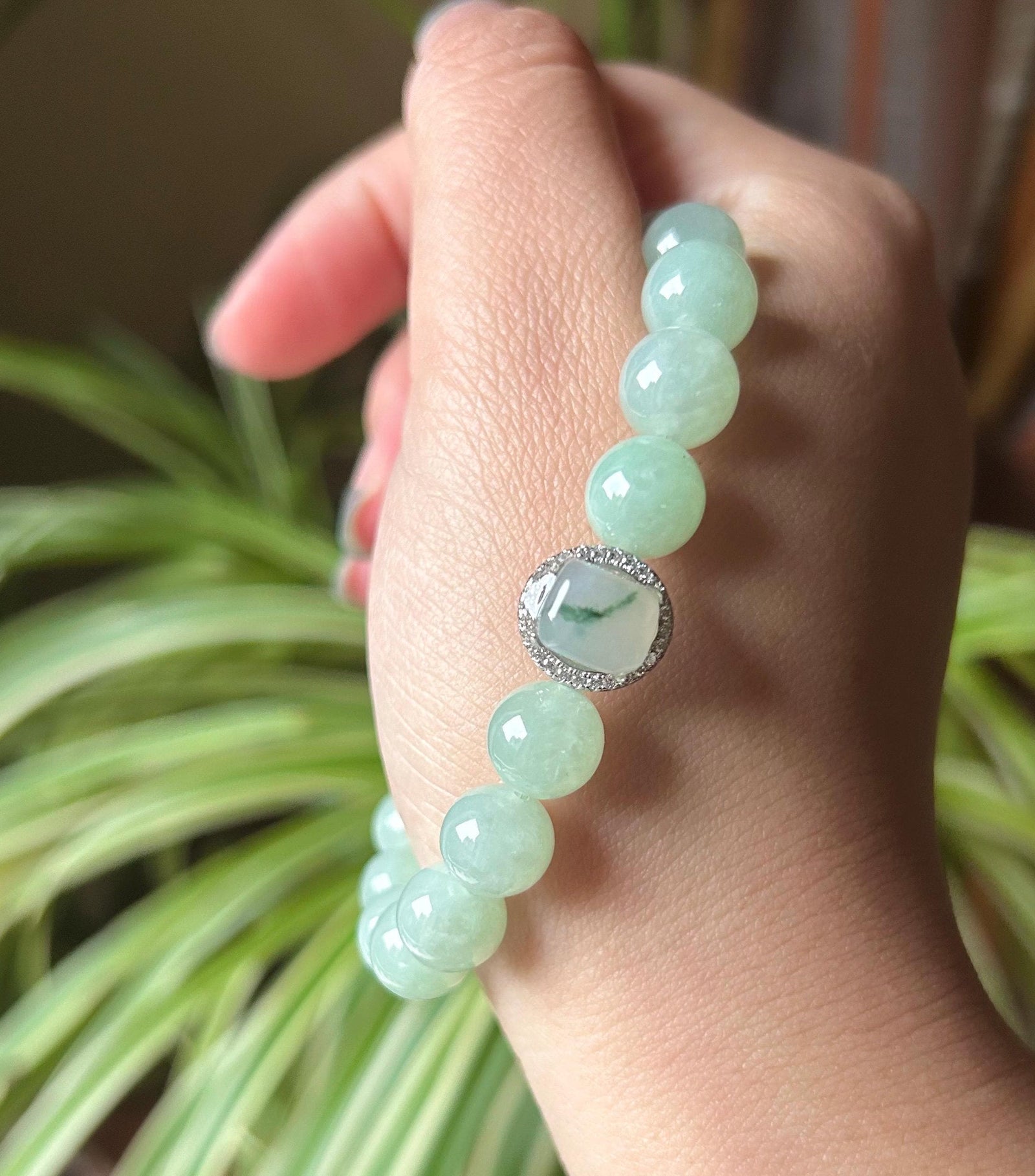 Burmese Jadeite Beaded Bracelet: Natural Type A Icy Translucent Apple Green or Pink Myanmar 9.5mm Jade Untreated
