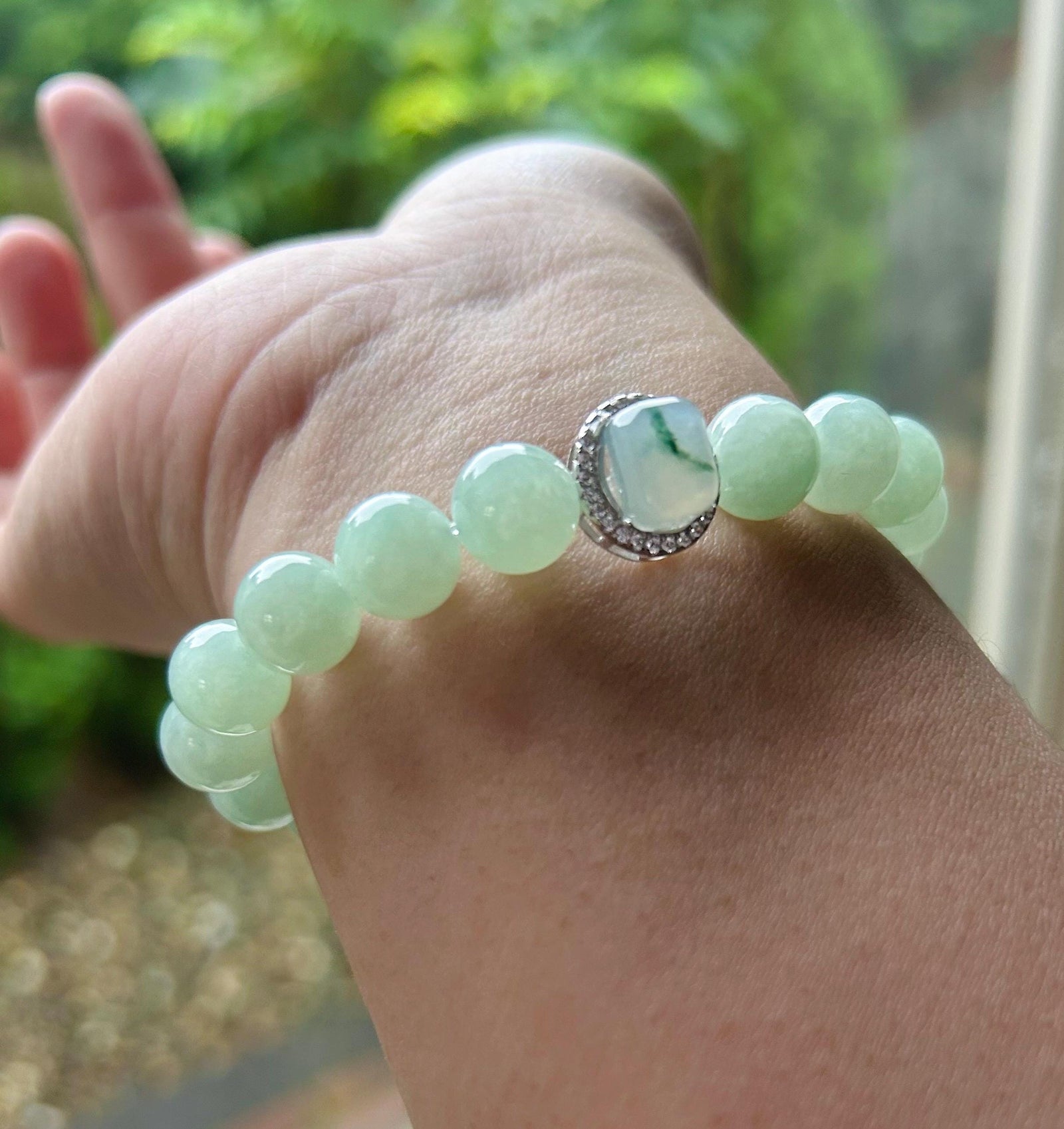 Burmese Jadeite Beaded Bracelet: Natural Type A Icy Translucent Apple Green or Pink Myanmar 9.5mm Jade Untreated