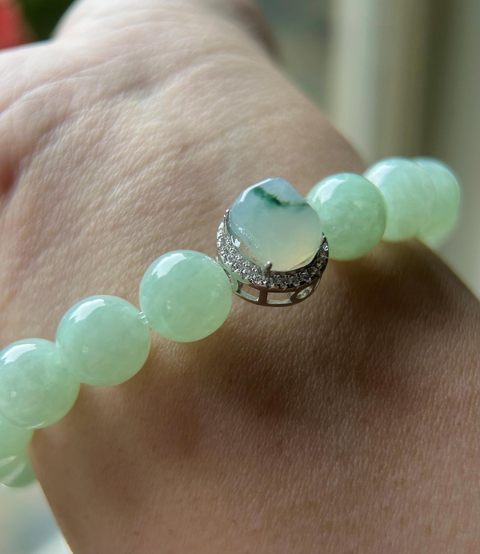 Burmese Jadeite Beaded Bracelet: Natural Type A Icy Translucent Apple Green or Pink Myanmar 9.5mm Jade Untreated