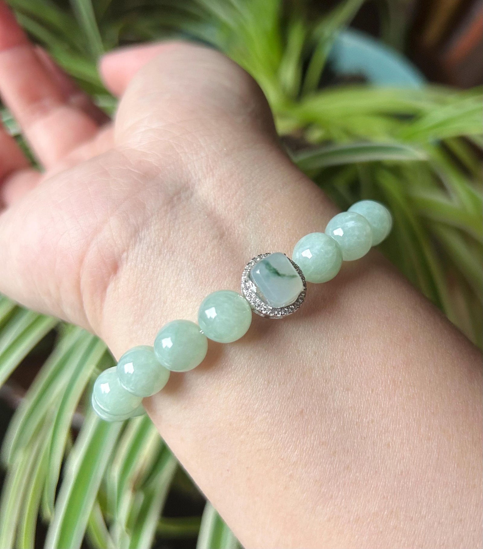 Burmese Jadeite Beaded Bracelet: Natural Type A Icy Translucent Apple Green or Pink Myanmar 9.5mm Jade Untreated