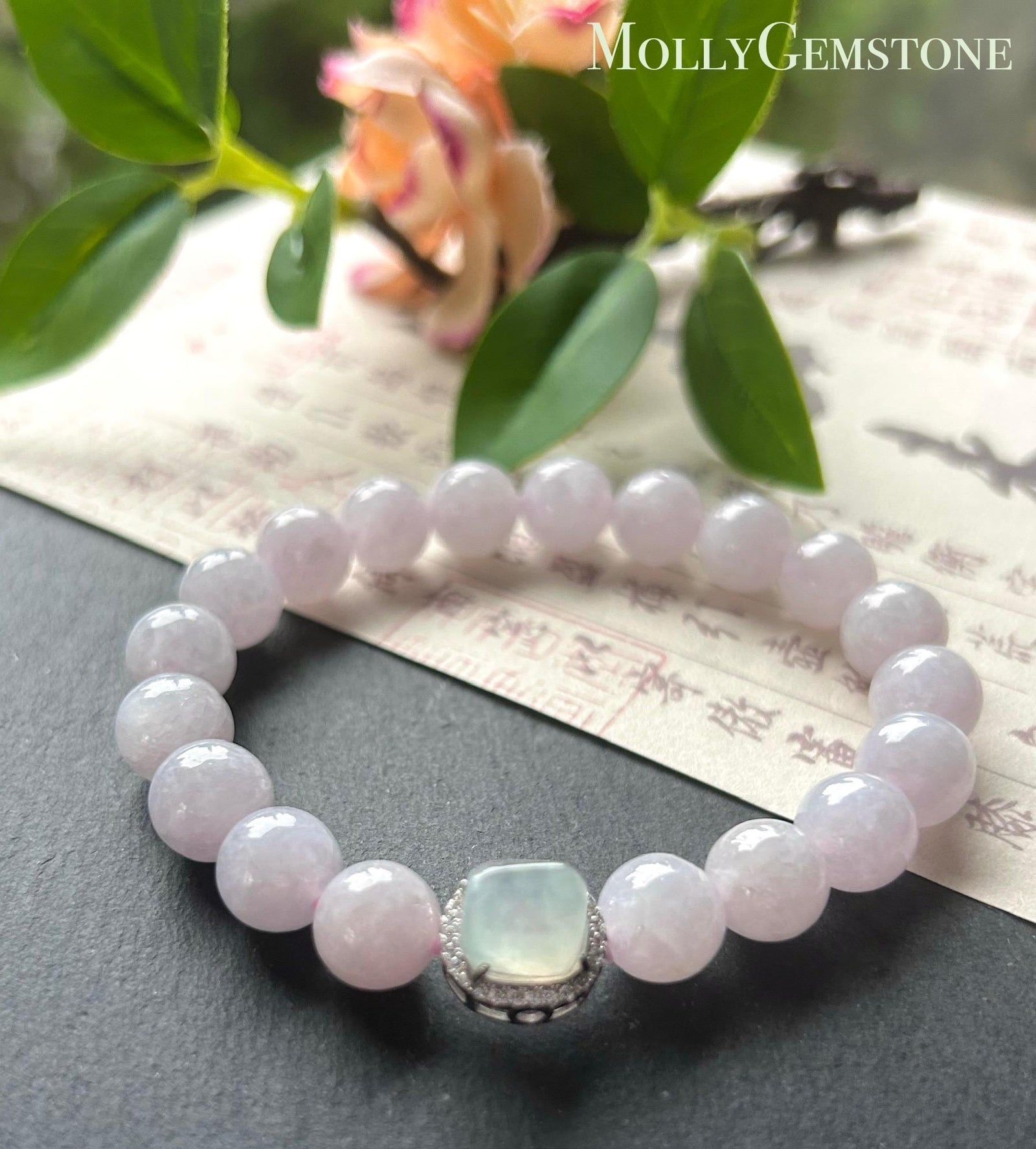 Burmese Jadeite Beaded Bracelet: Natural Type A Icy Translucent Apple Green or Pink Myanmar 9.5mm Jade Untreated