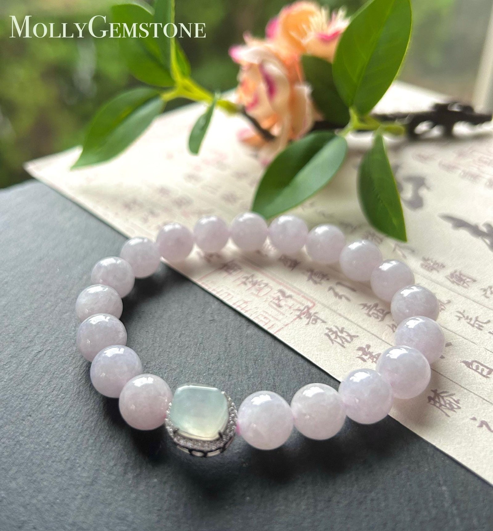 Burmese Jadeite Beaded Bracelet: Natural Type A Icy Translucent Apple Green or Pink Myanmar 9.5mm Jade Untreated