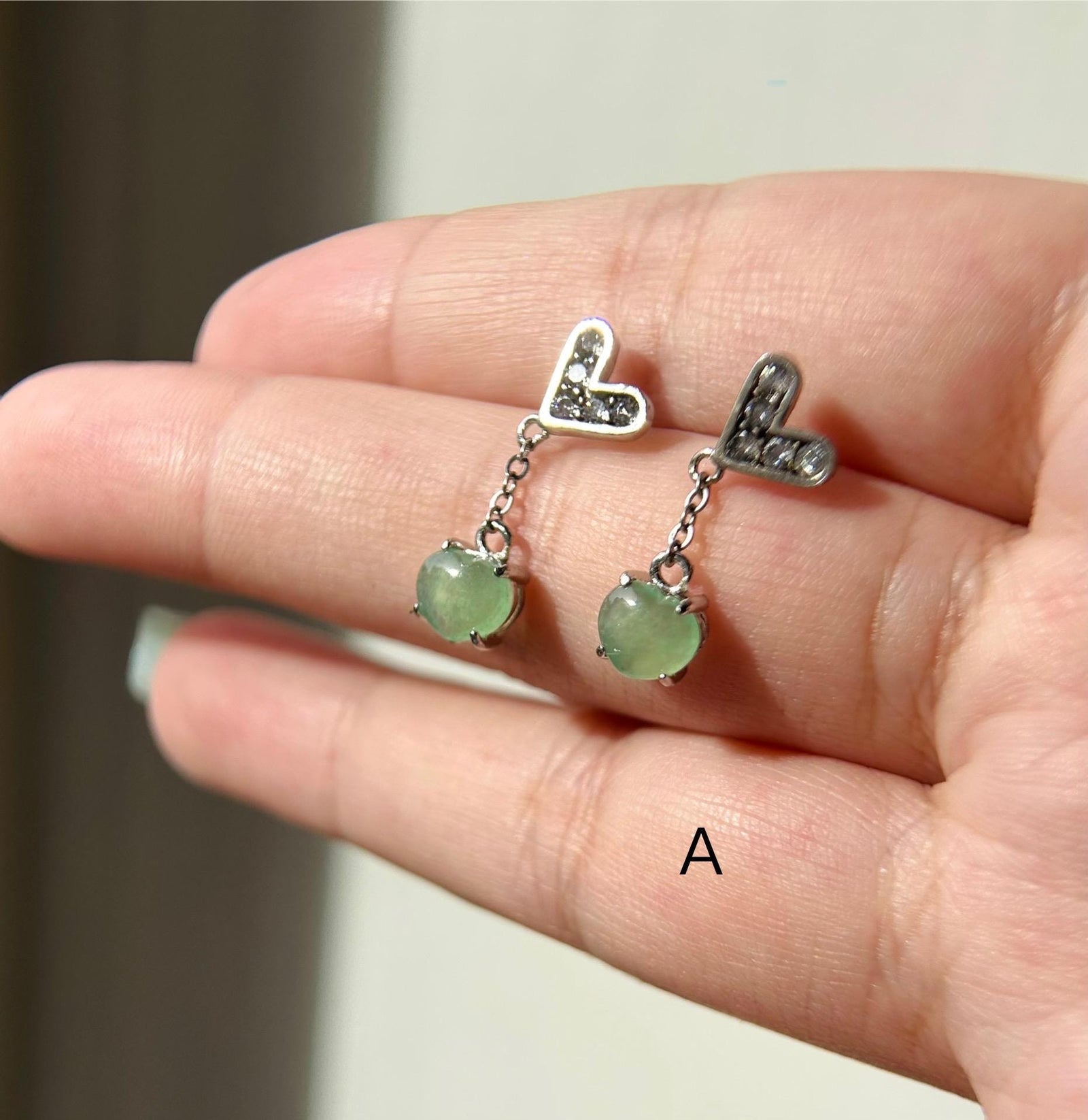 Natural Jadeite & Sterling Silver Dainty Earrings Burmese Type A Highly Translucent Icy Multicolor Myanmar Jade