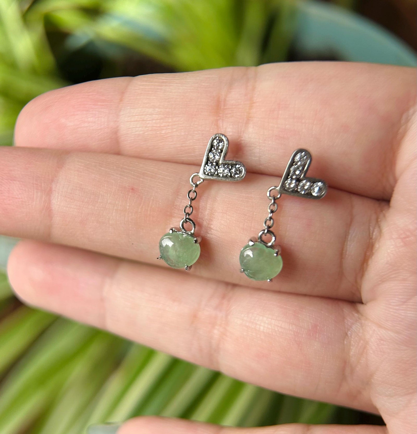 Natural Jadeite & Sterling Silver Dainty Earrings Burmese Type A Highly Translucent Icy Multicolor Myanmar Jade