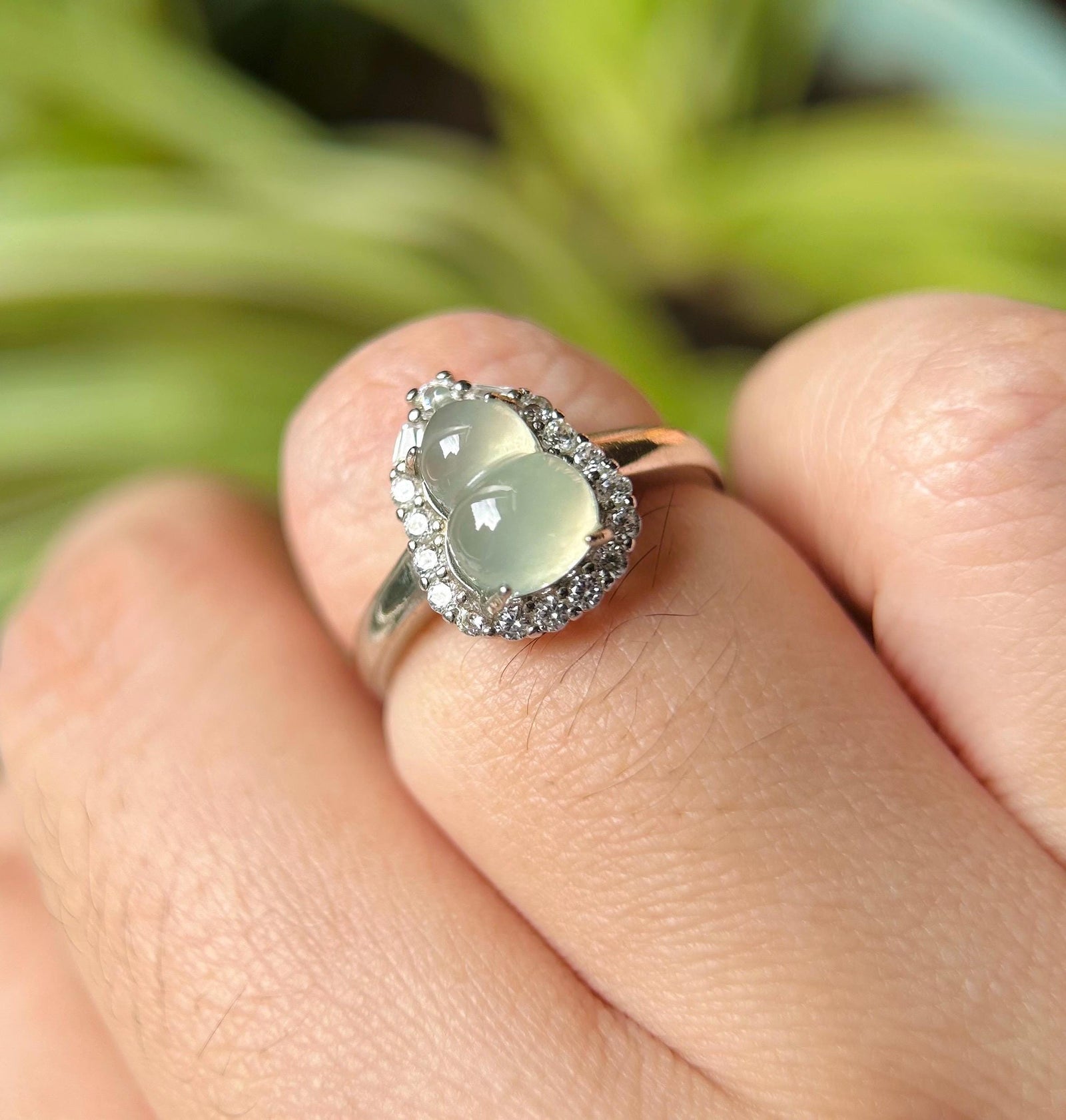 Natural Jadeite & 925 Sterling Silver Adjustable Ring Jewelry Gift Type-A Translucent Icy Burmese Sunny Green Lavender Purple Jade