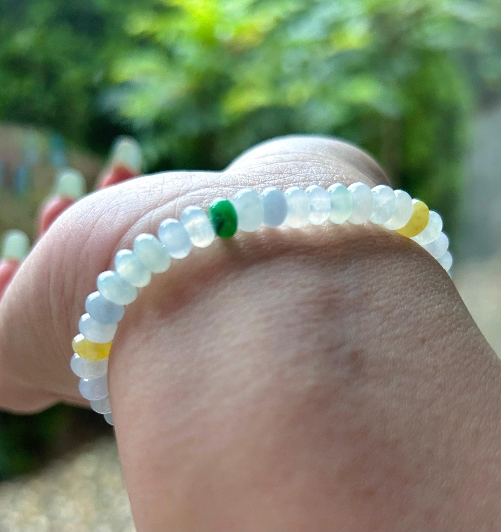 Burmese Jadeite Beaded Bracelet: Natural Type A Highly Translucent Icy Multicolor 6mm Myanmar Jade Untreated