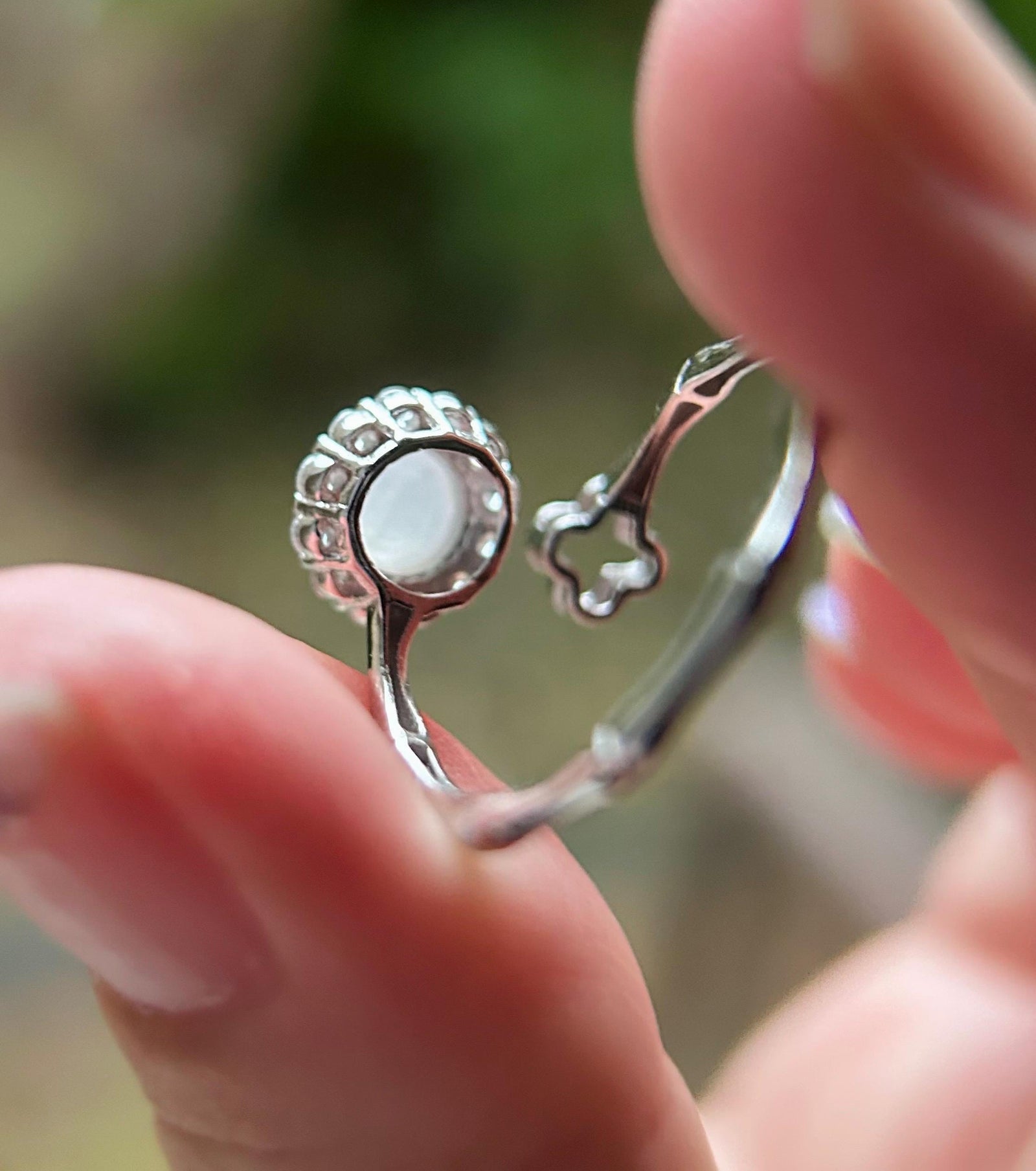 Natural Jadeite & 925 Sterling Silver Adjustable Ring Jewelry Gift Burmese Type A Highly Translucent Icy White Jade