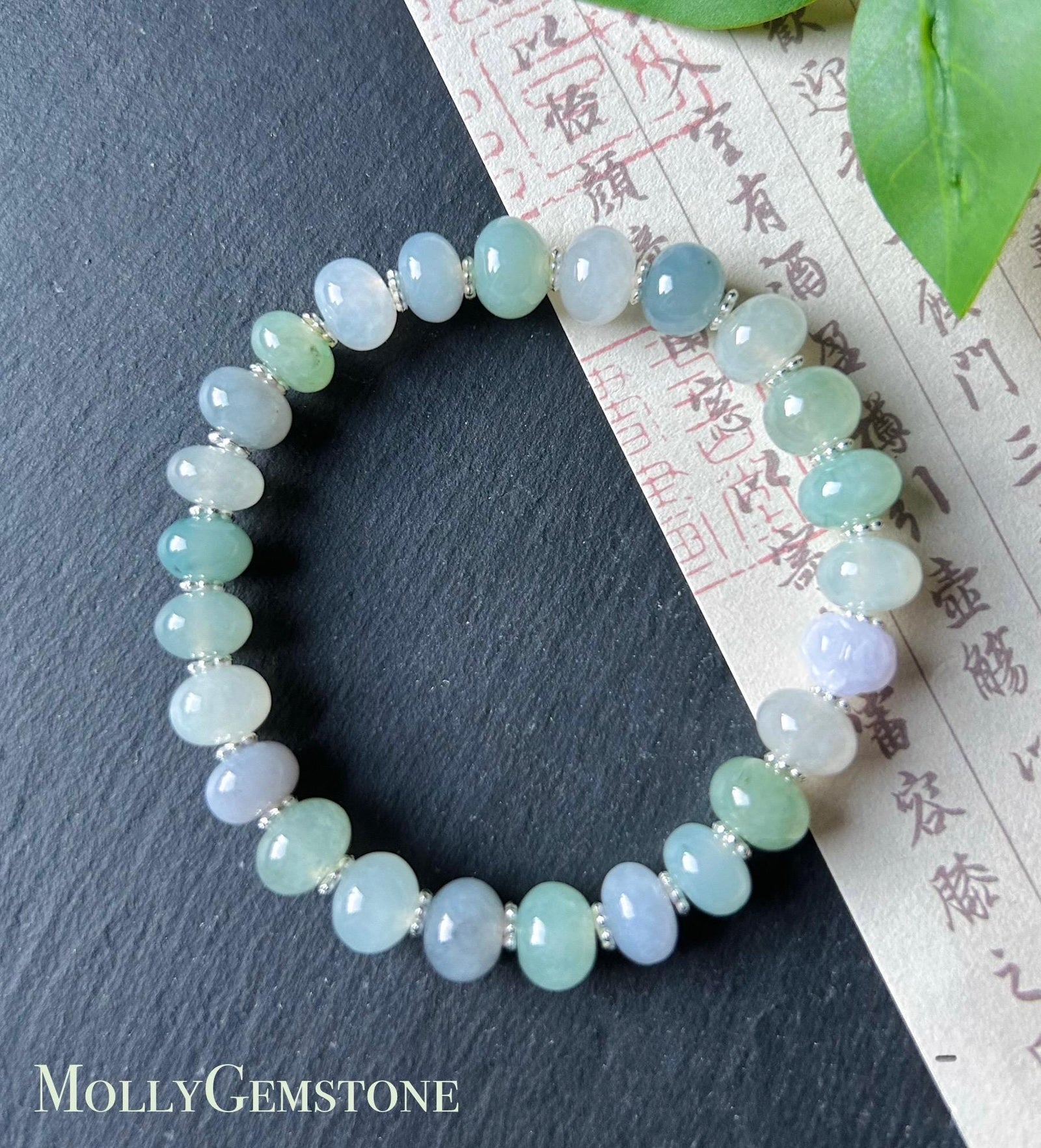 Natural Jadeite Beaded Bracelet Handmade Jewelry Burmese Type A Highly Translucent Icy Multicolor Jade 9mm