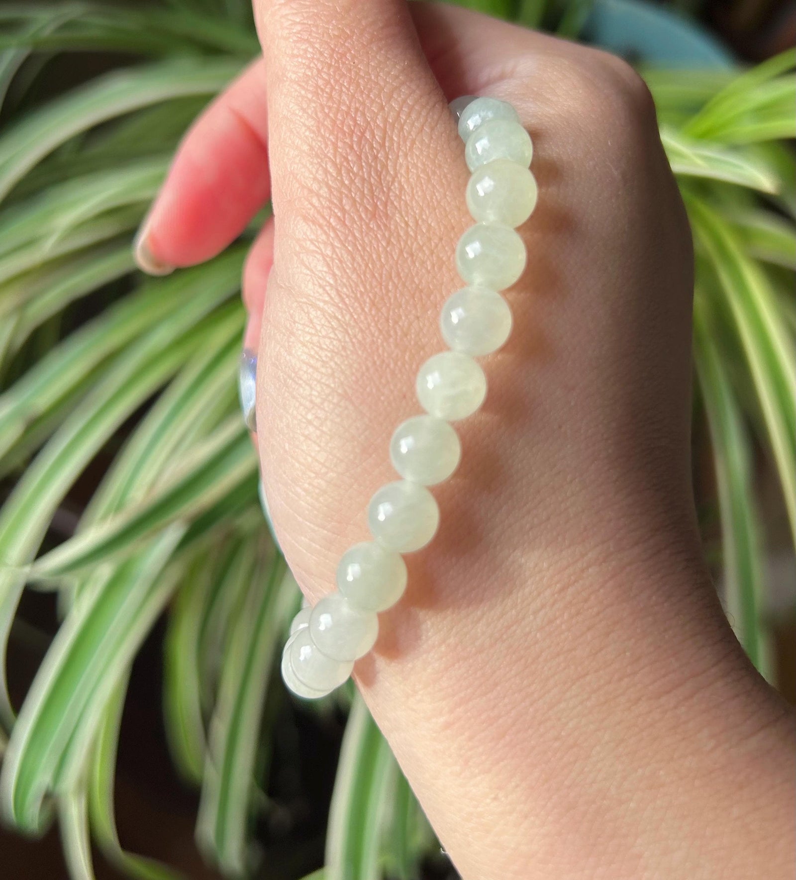 Natural Jadeite Beaded Bracelet Untreated Burmese Type A Icy Highly Translucent Icy Light Green 7mm Jade