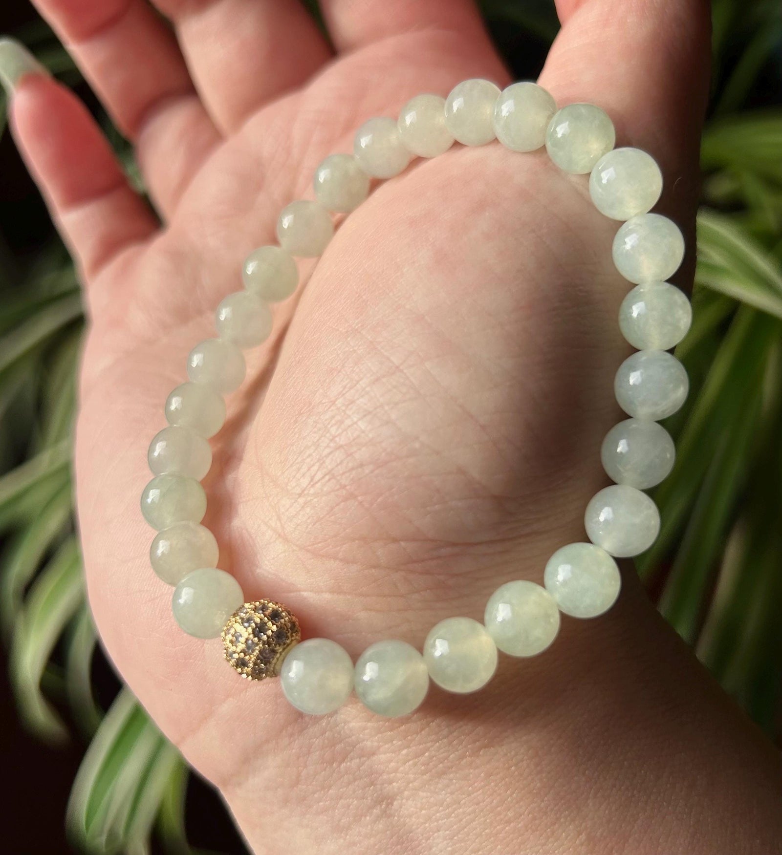Natural Jadeite Beaded Bracelet Untreated Burmese Type A Icy Highly Translucent Icy Light Green 7mm Jade