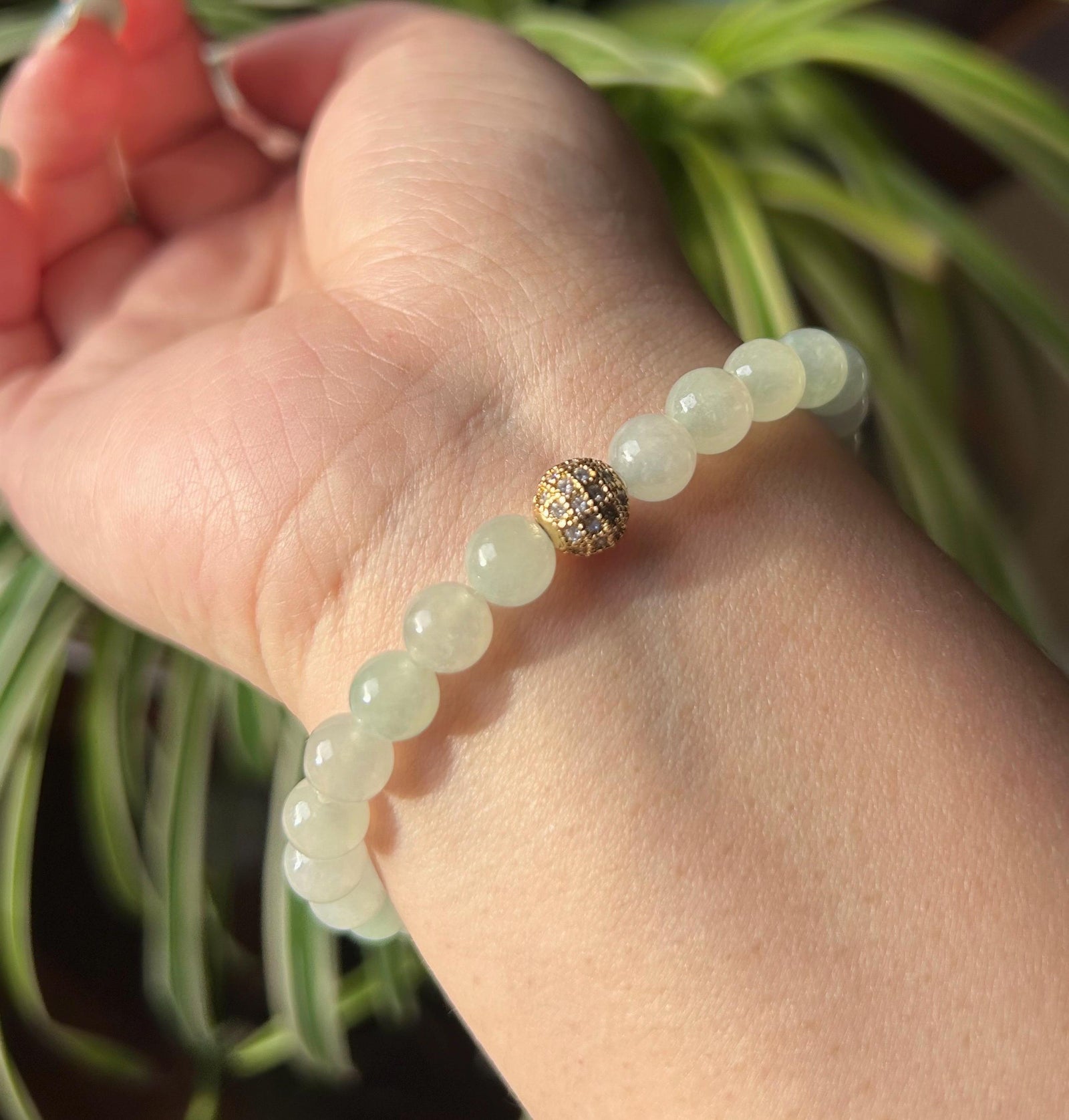 Natural Jadeite Beaded Bracelet Untreated Burmese Type A Icy Highly Translucent Icy Light Green 7mm Jade