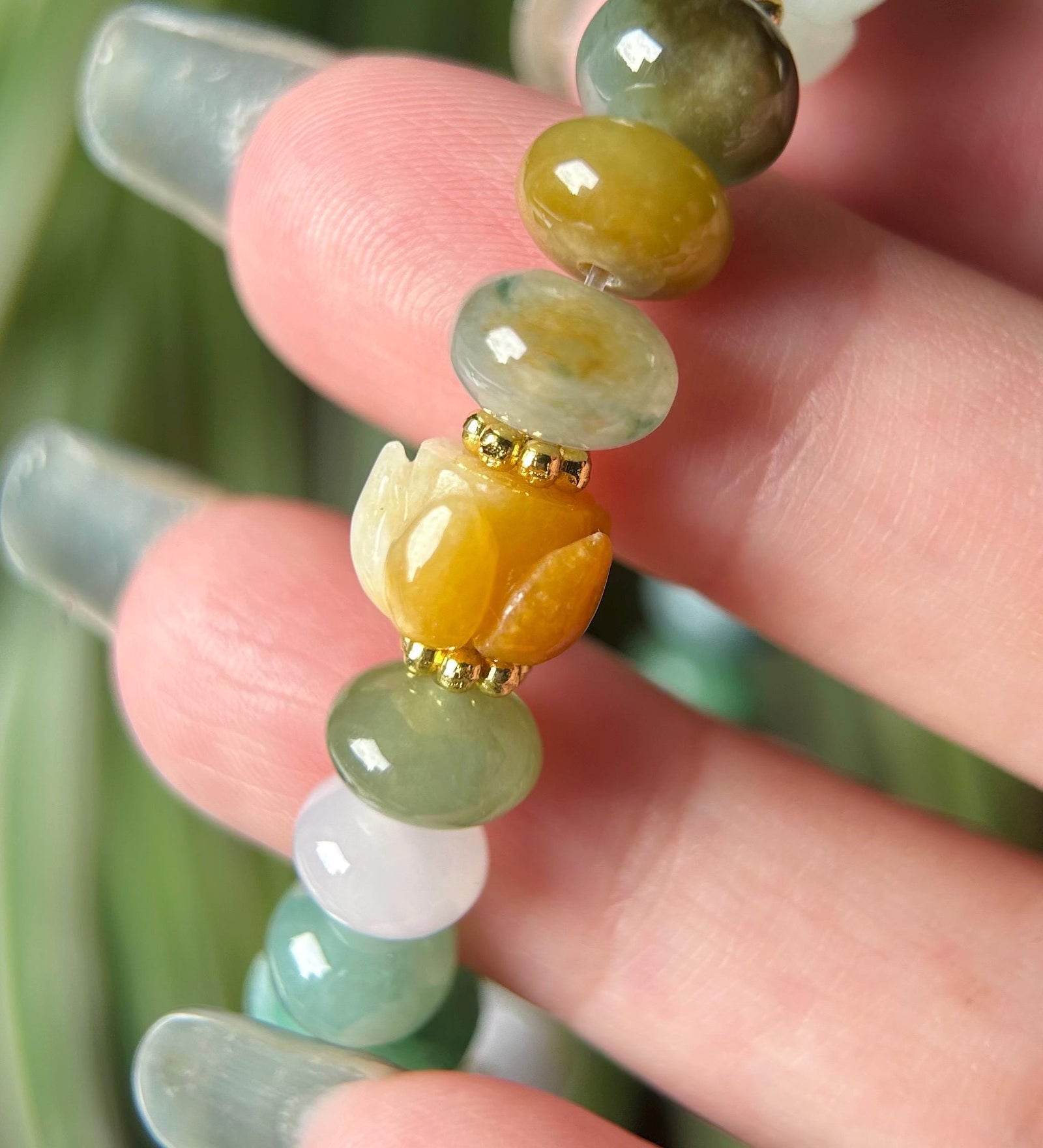Natural Jadeite Beaded Bracelet Handmade Jewelry Burmese Type A Icy Translucent Autumn Multicolor Jade 8.5mm