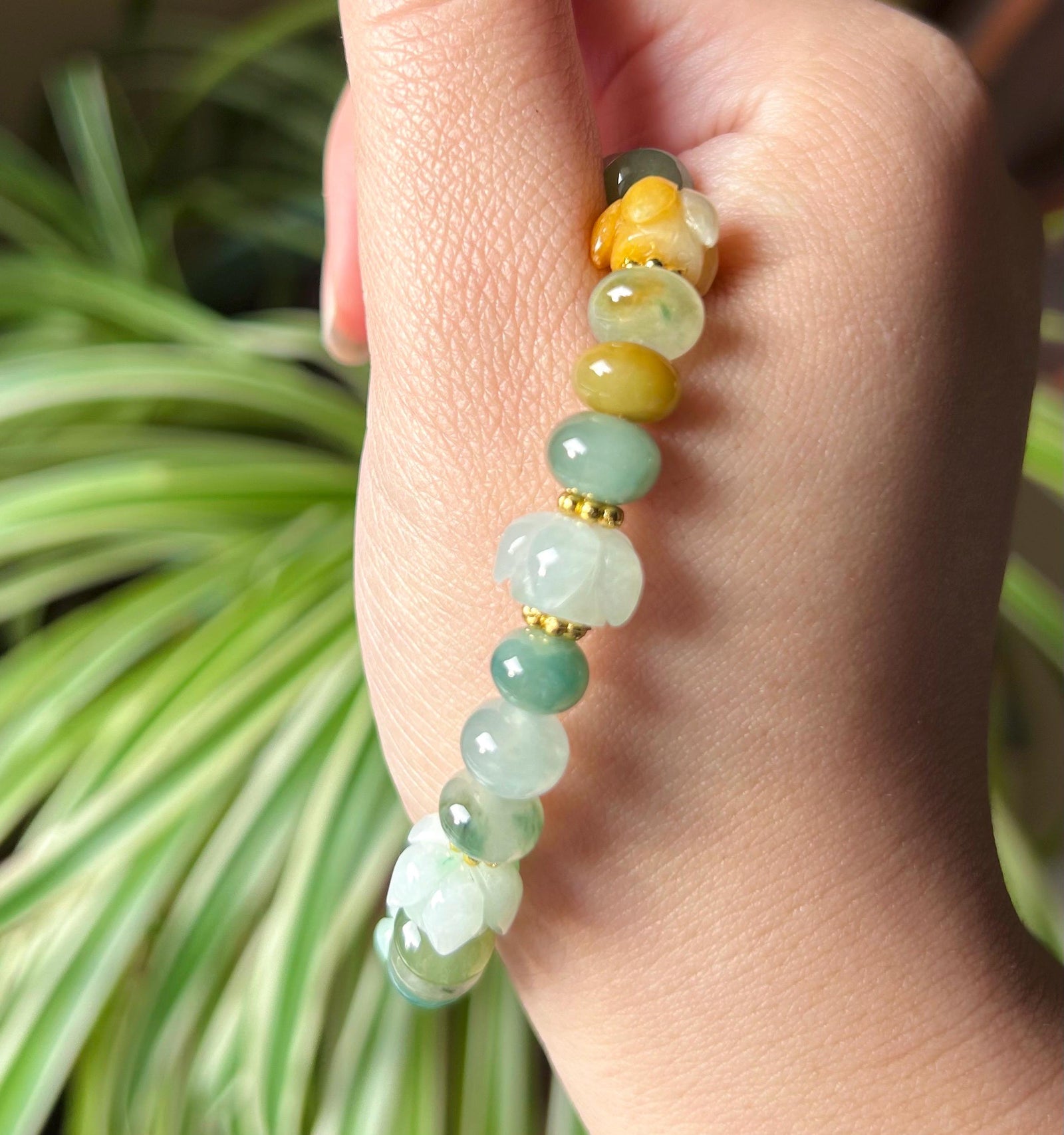 Natural Jadeite Beaded Bracelet Handmade Jewelry Burmese Type A Icy Translucent Autumn Multicolor Jade 8.5mm