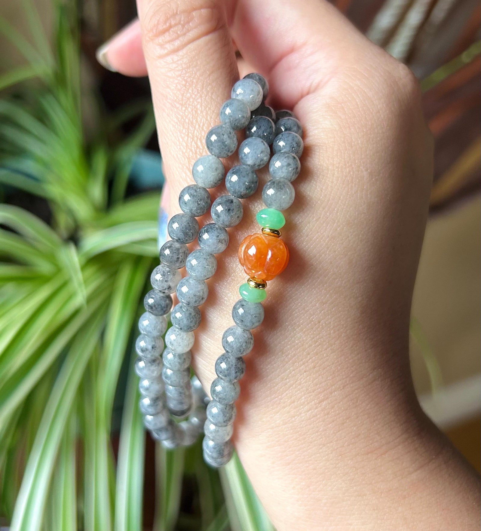 Natural Jadeite Beaded Stacked Bracelet Sweater Necklace Burmese Type A Highly Translucent Icy Wuji Black Jade 6.2mm