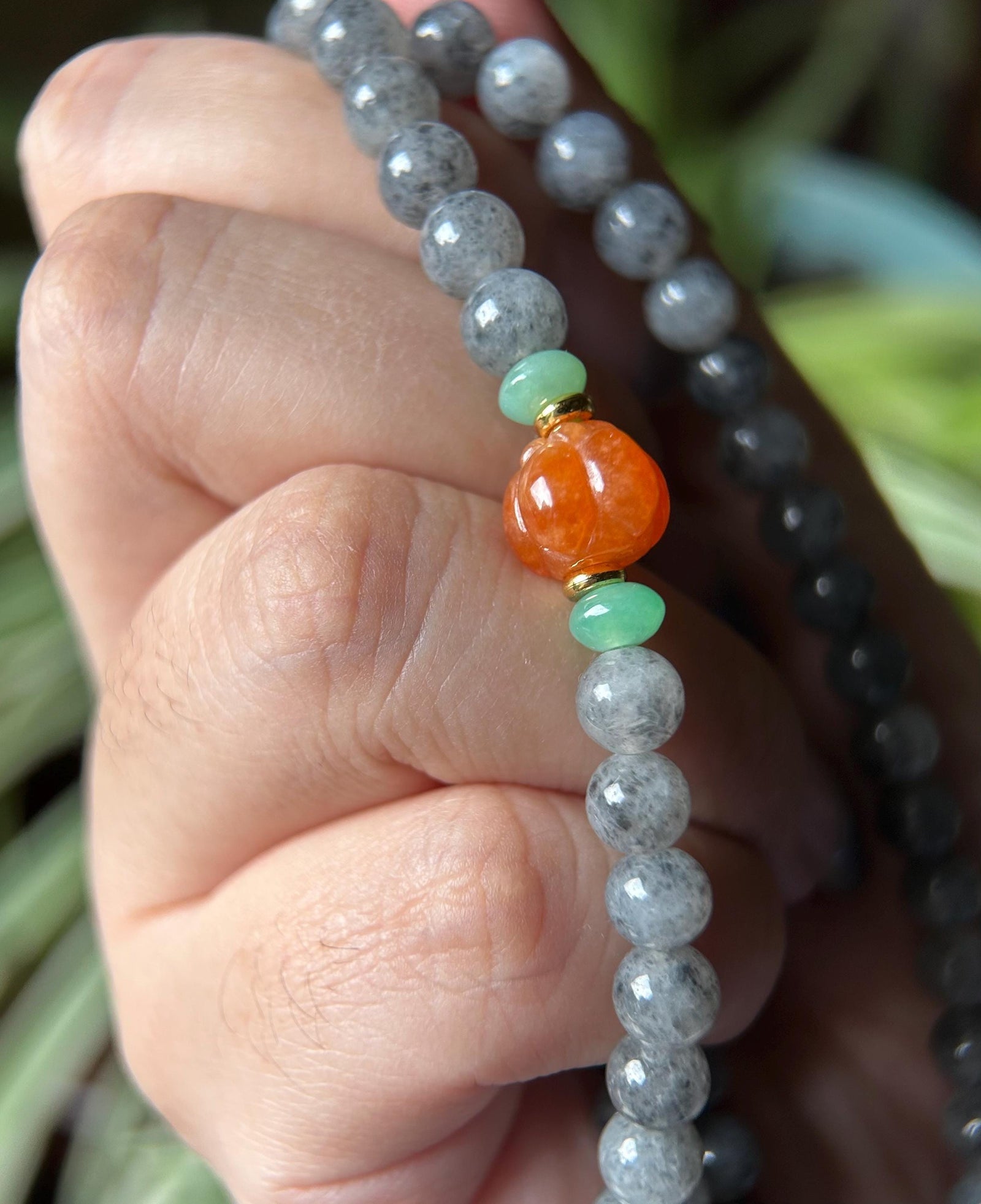 Natural Jadeite Beaded Stacked Bracelet Sweater Necklace Burmese Type A Highly Translucent Icy Wuji Black Jade 6.2mm