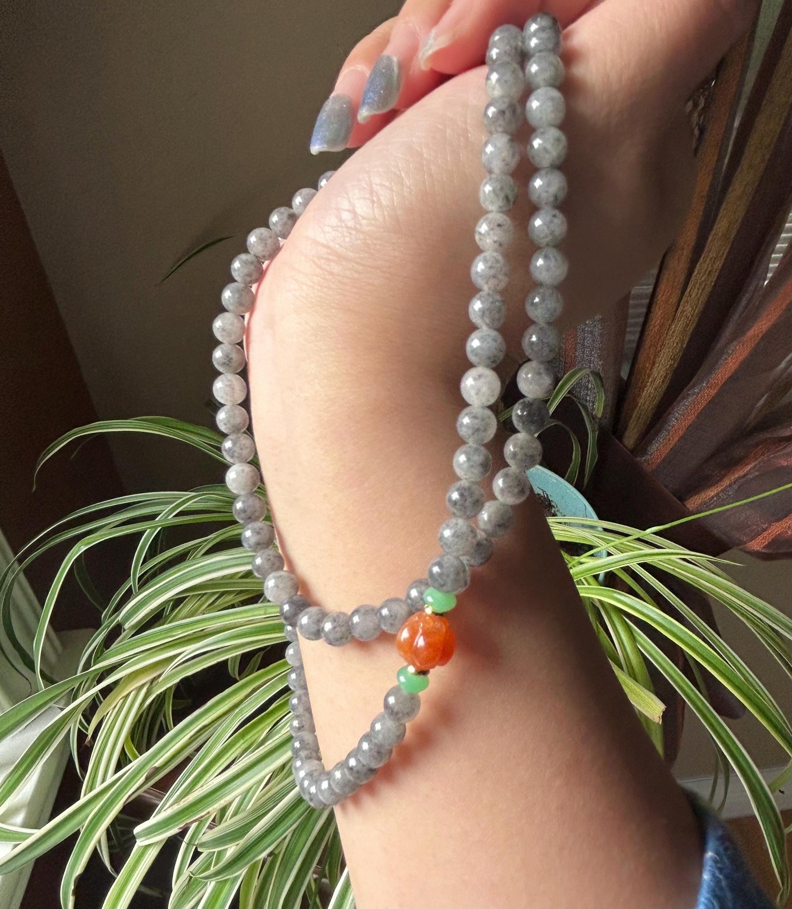 Natural Jadeite Beaded Stacked Bracelet Sweater Necklace Burmese Type A Highly Translucent Icy Wuji Black Jade 6.2mm